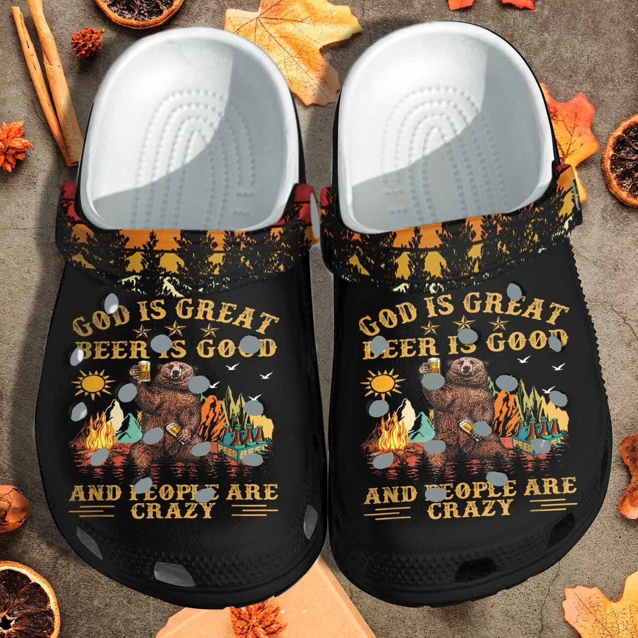 God Is Great Beer Drinks clog Crocs Shoes Gift For Men Fathers Day