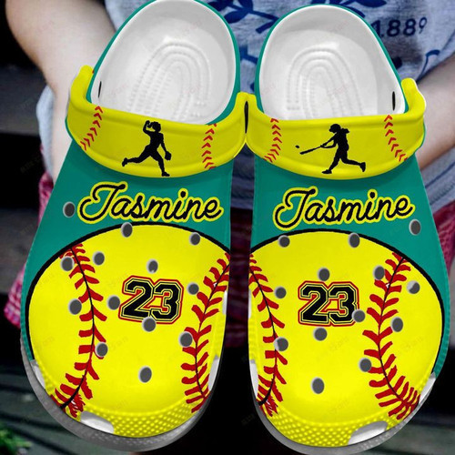 Custom Name Number Colorful Softball Clogs Crocs Shoes