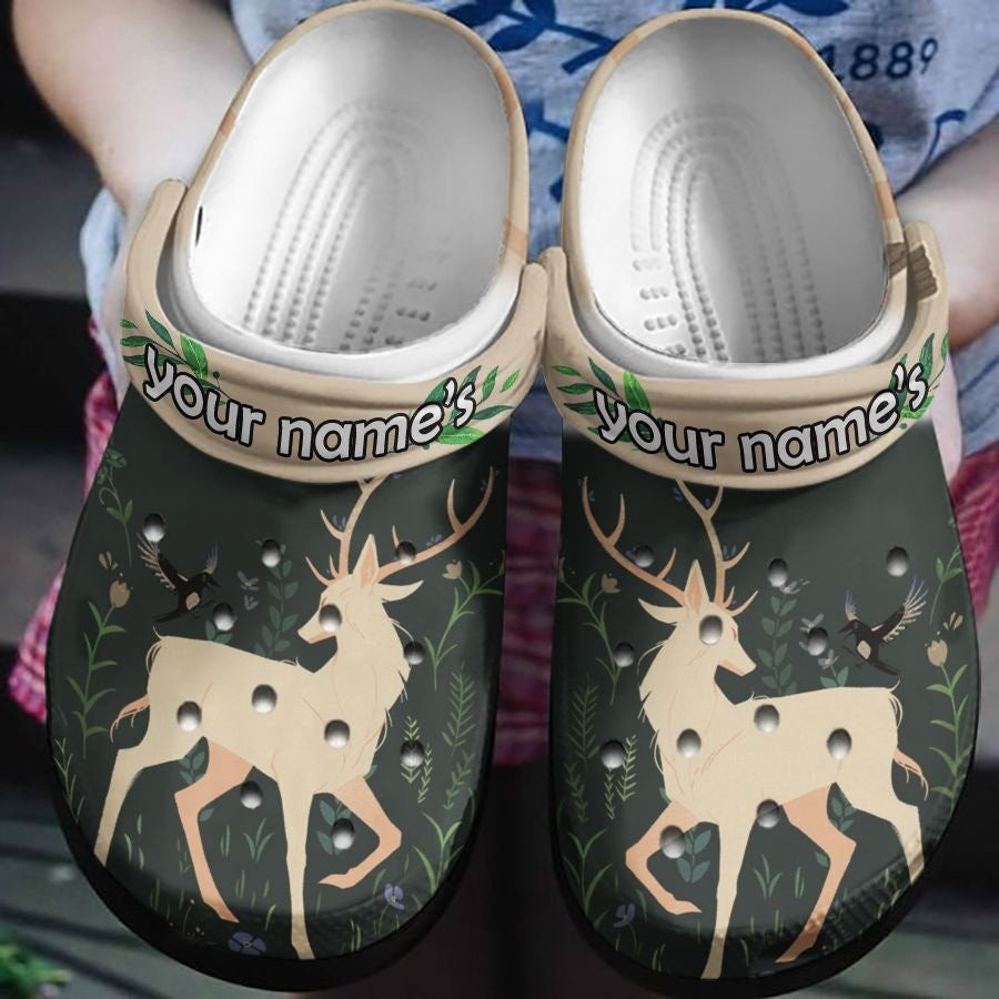 Cute Deer Playing With Bird Crocs Shoes Crocbland Clog Birthday Gifts