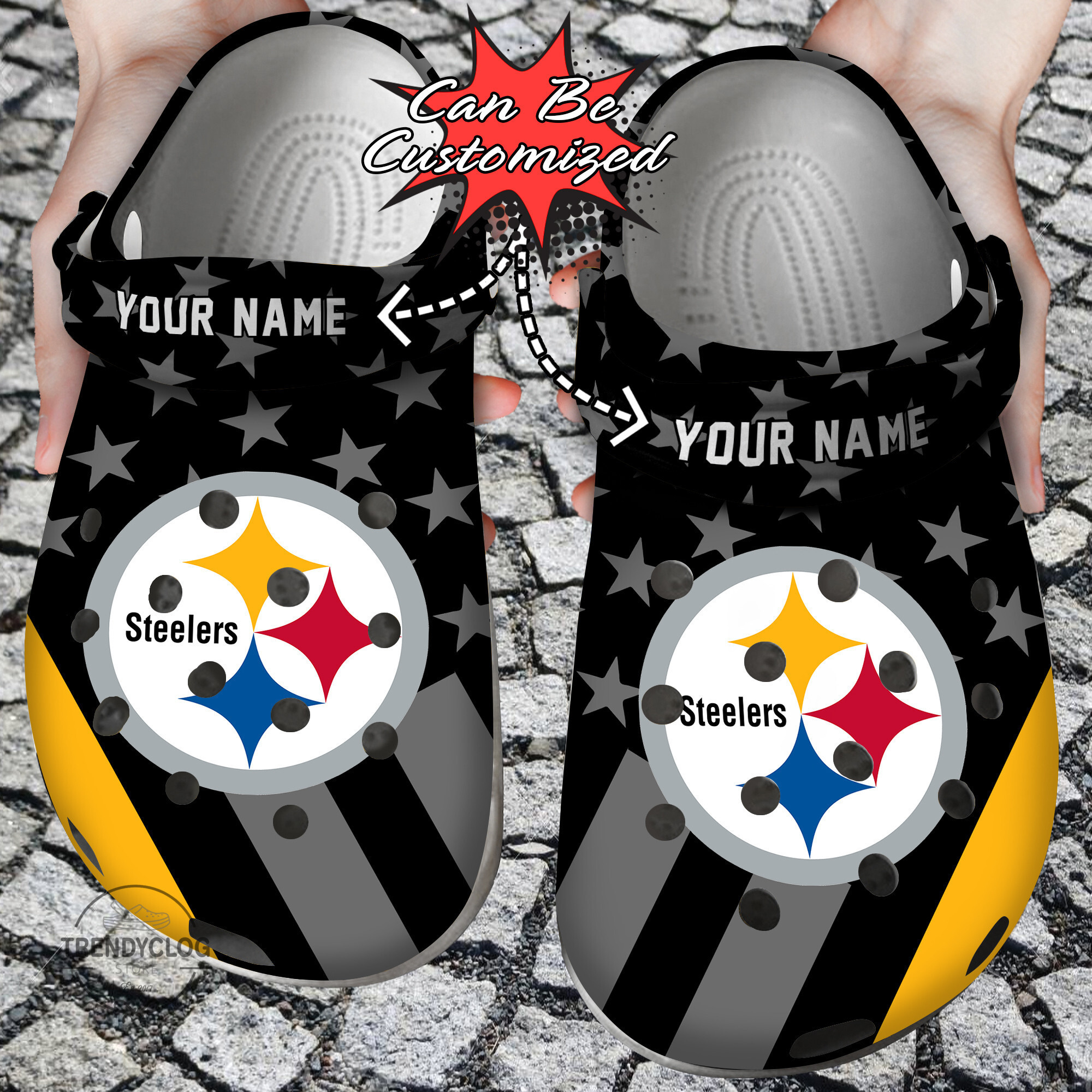 Football Personalized PSteelers Star Flag Clog Crocs Shoes