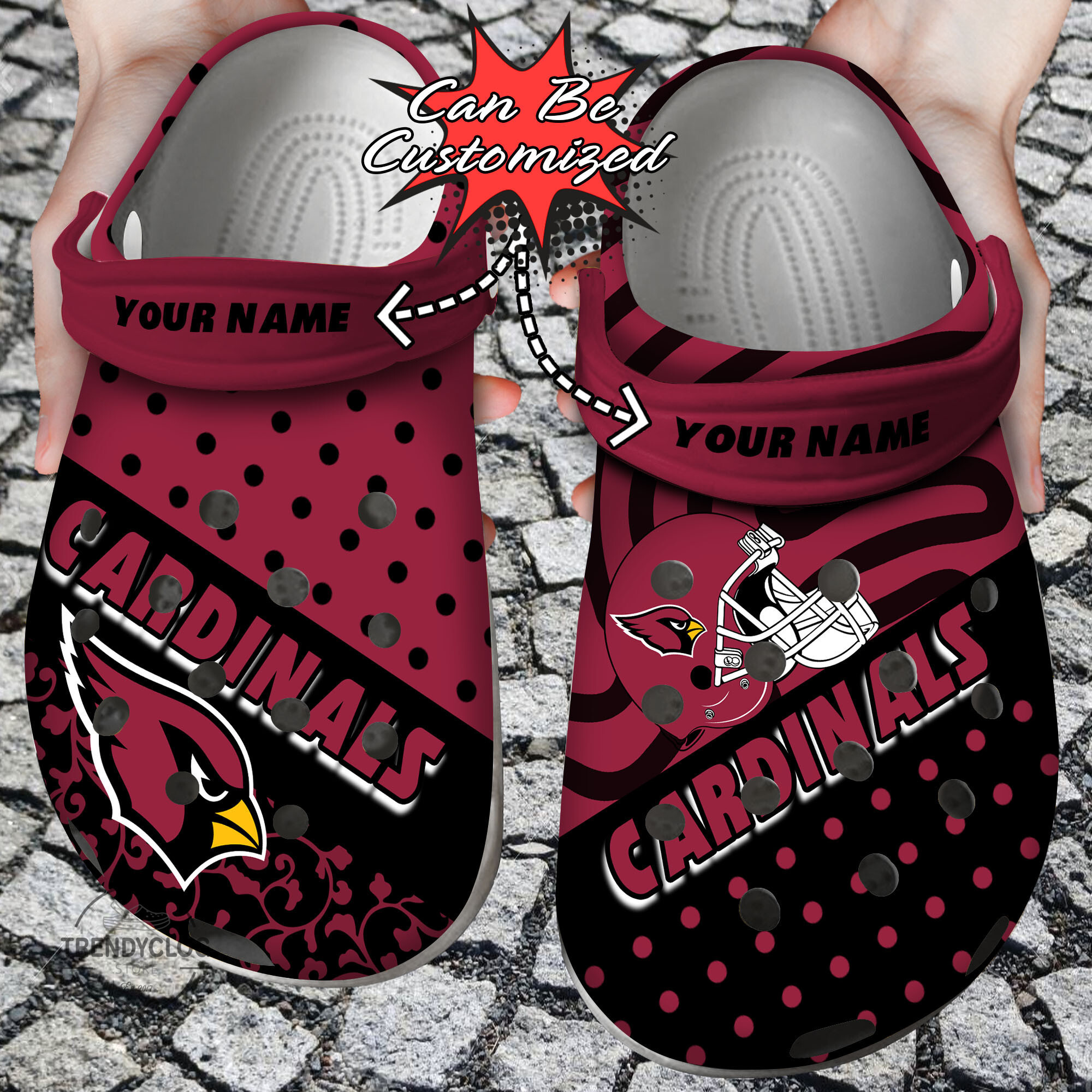 Football Personalized ACardinals Polka Dots Colors Clog Crocs Shoes