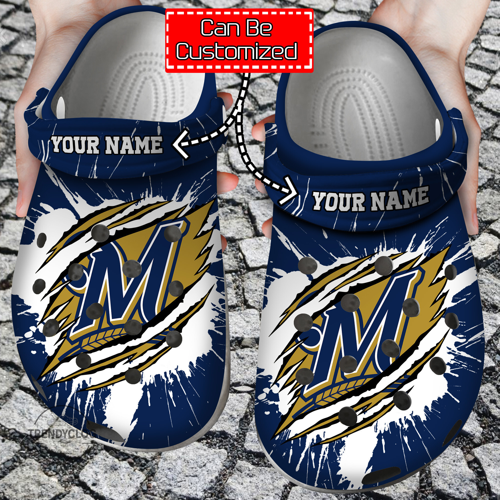 Baseball Personalized MBrewers Ripped Claw Clog Crocs Shoes