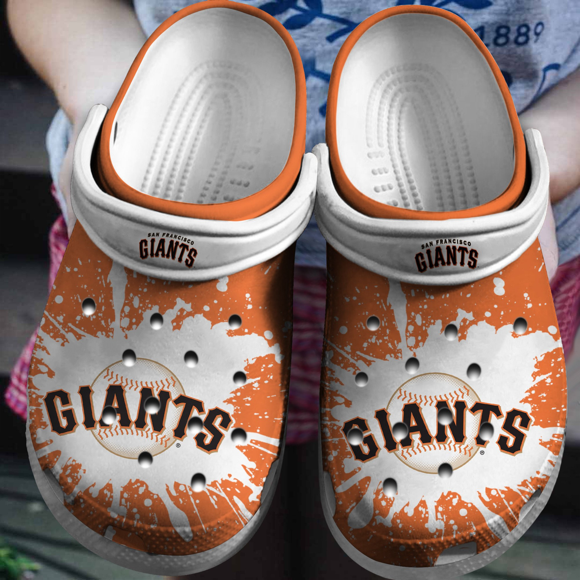 Giants Orange-White Clog Crocs Shoes Custom Name