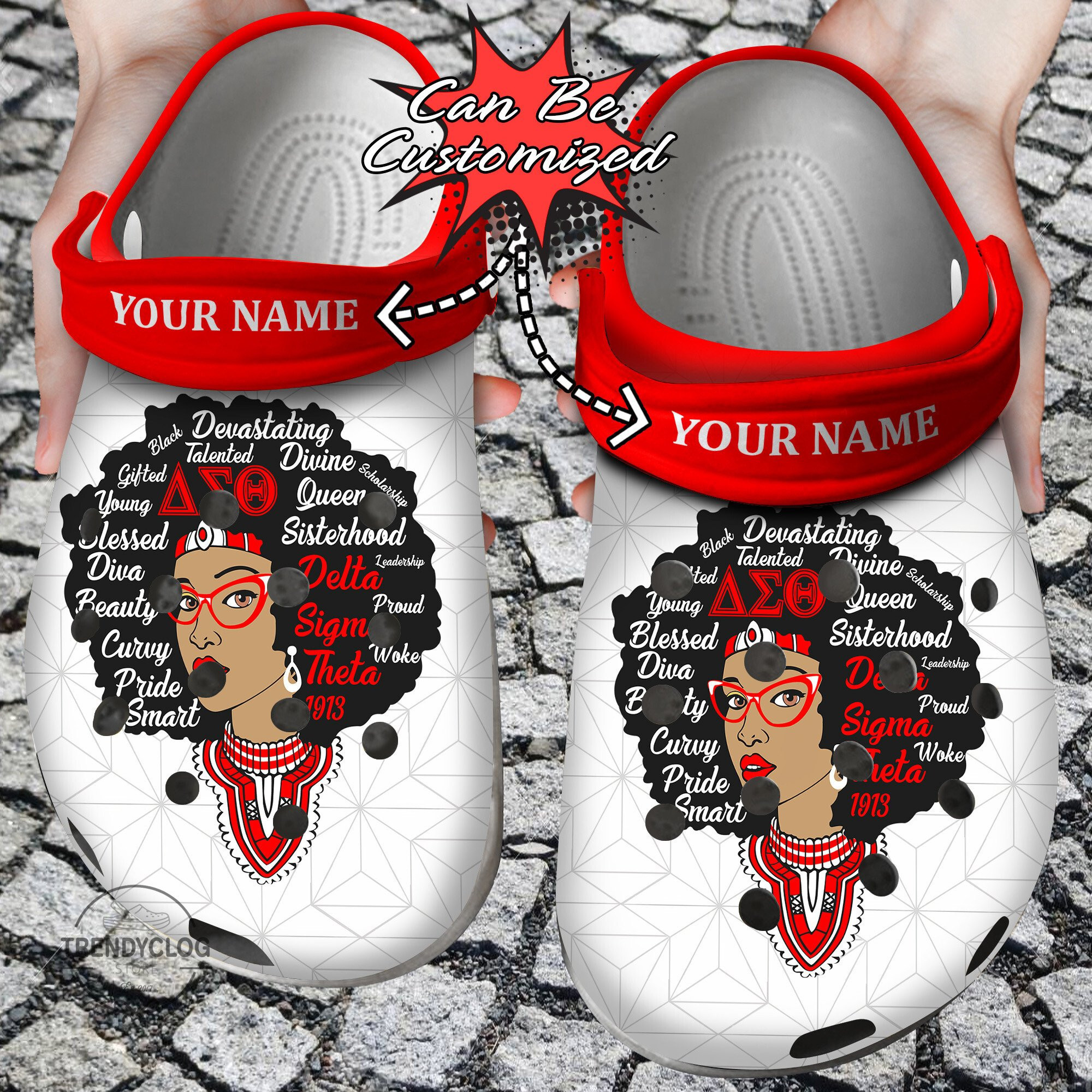 African American Personalized Delta Sigma Theta Queen Clog Crocs Shoes