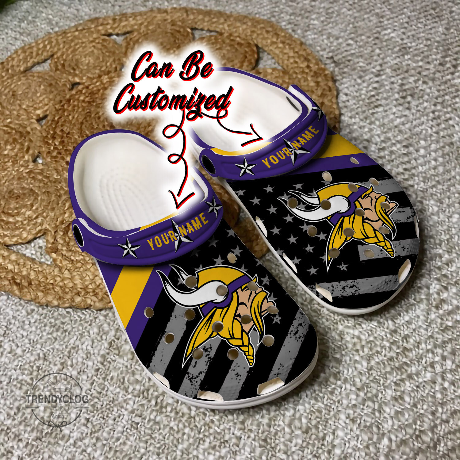 Football Personalized MVikings American Flag Clog Crocs Shoes