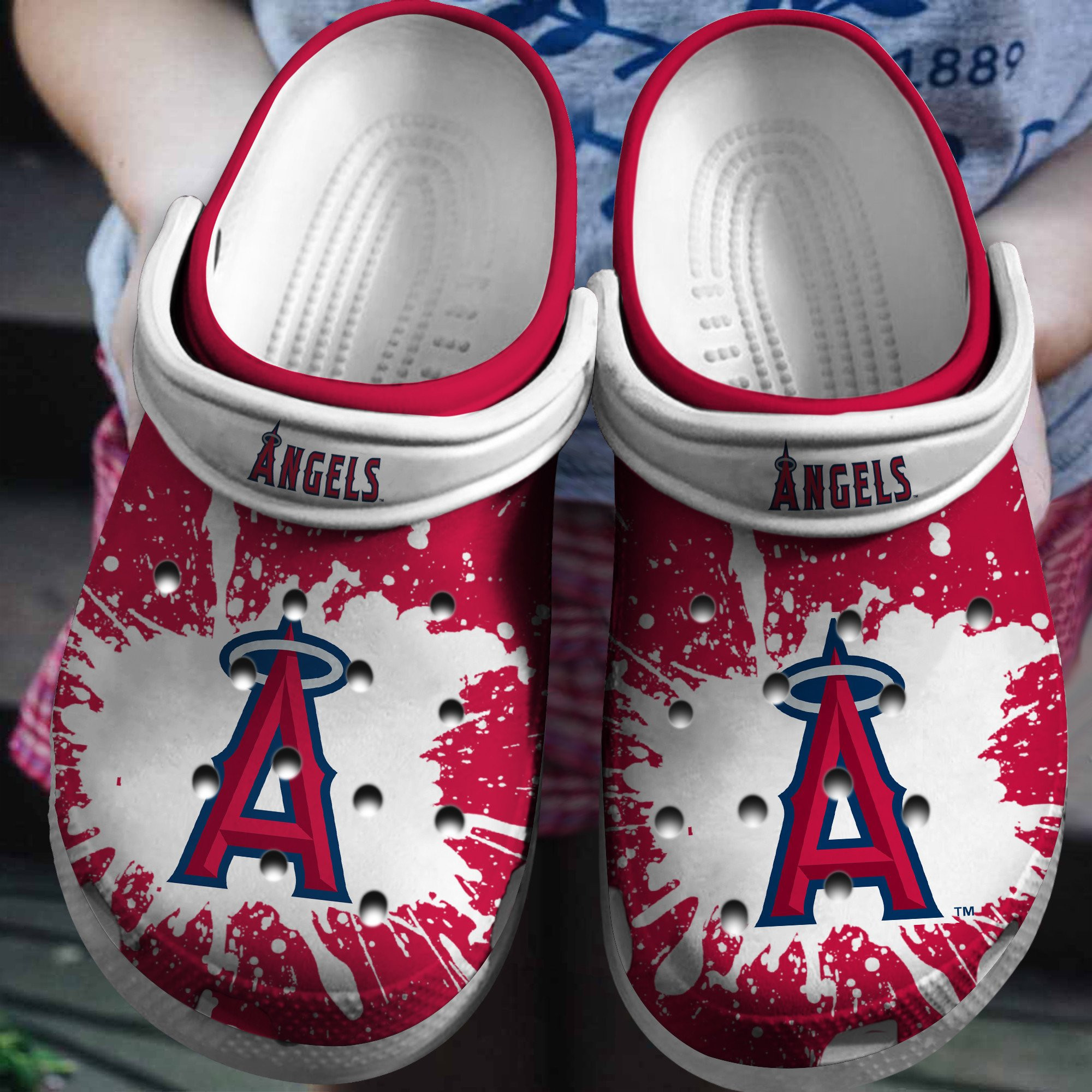 Angels White-Red Clog Crocs ShoesCrocs Shoes Custom Name