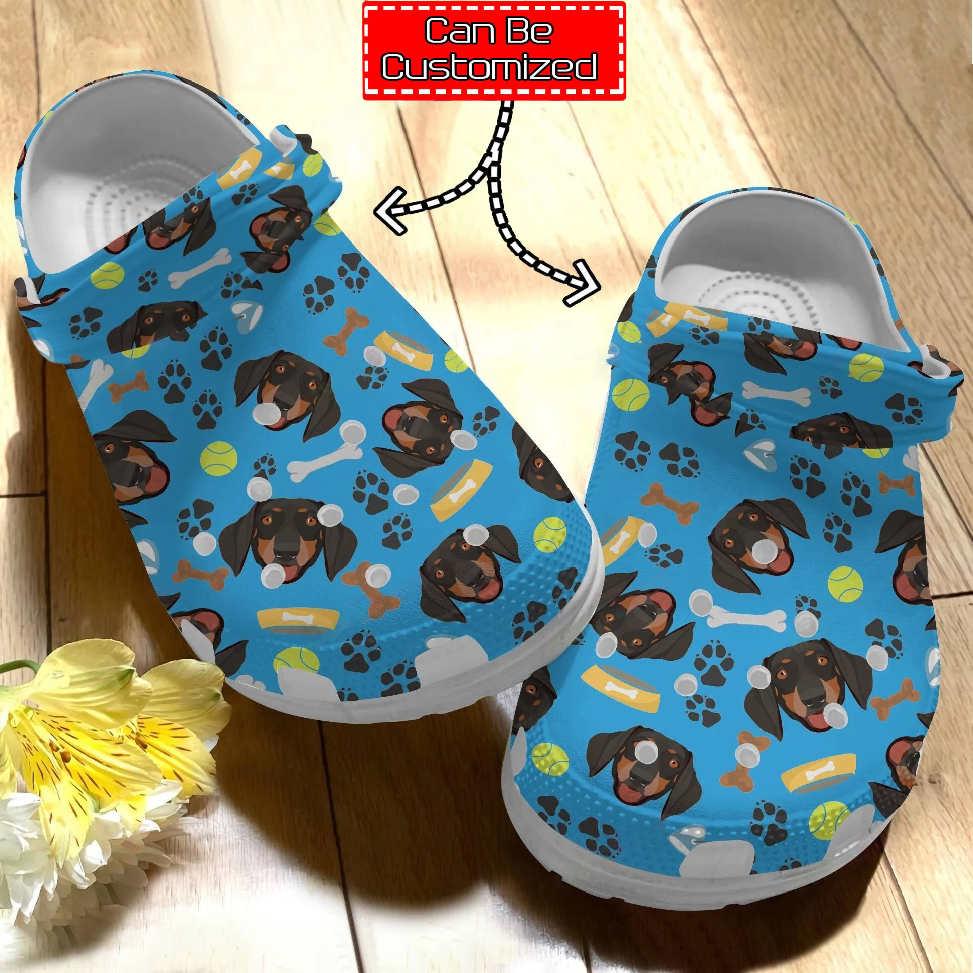 Custom Personalized Cute Dachshund Pattern Clog Crocs Shoes