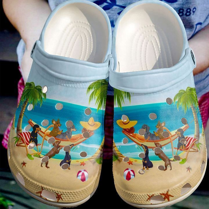 Dachshund In The Beach Classic Clogs Crocs Shoes