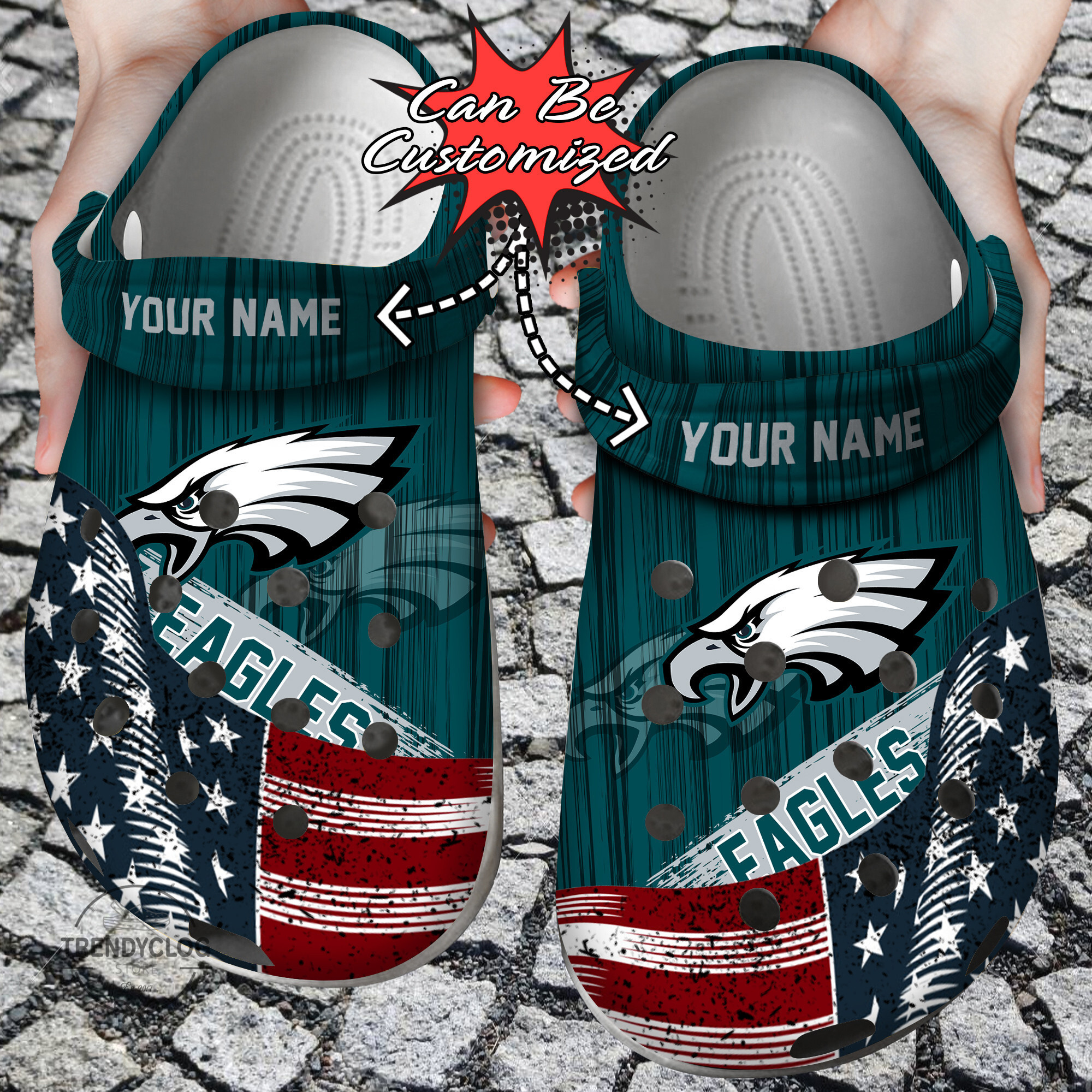 Custom US Flag PEagles New clog Crocs Shoes