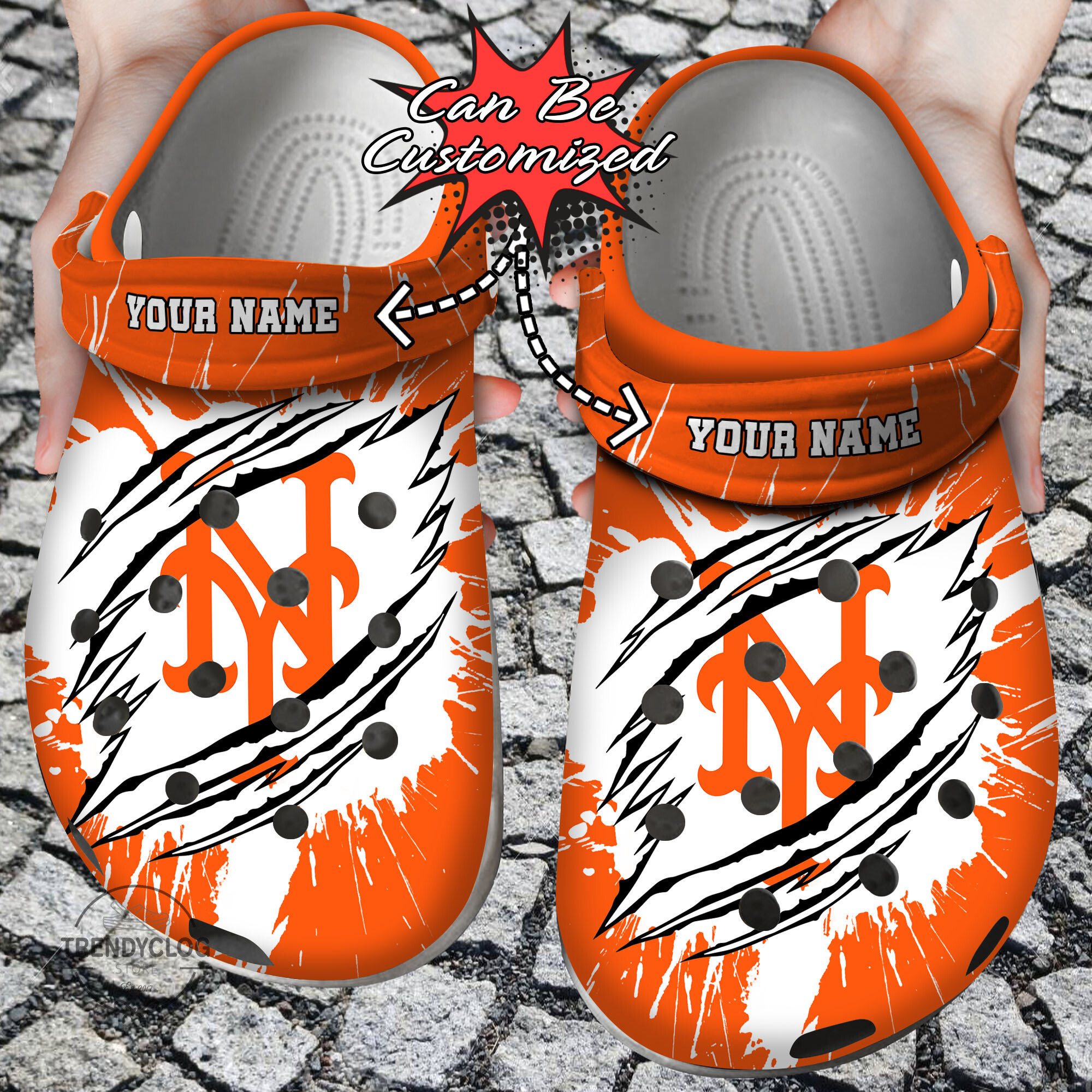 Baseball Personalized NY Mets Ripped Claw Clog Crocs Shoes