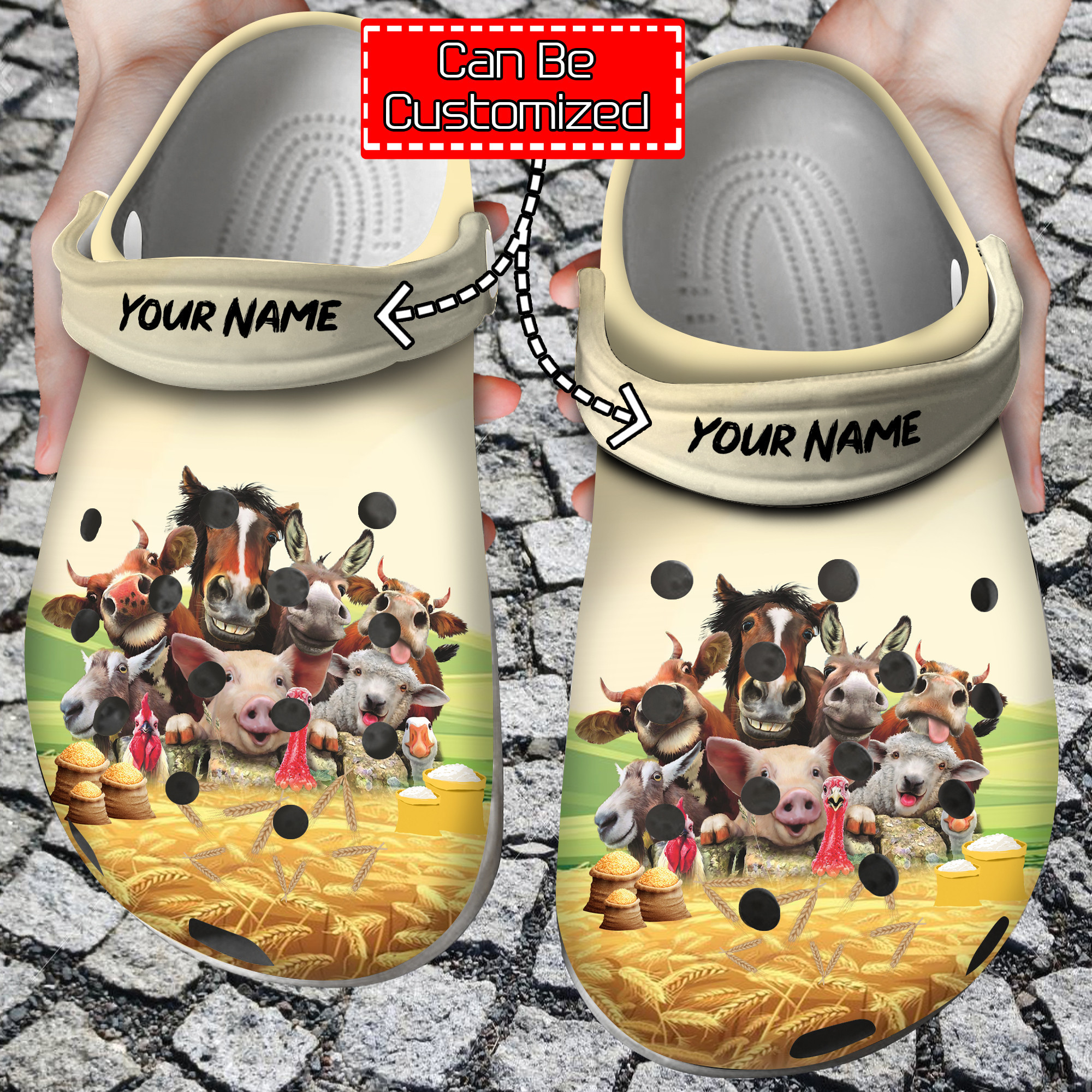 Custom Personalized Funny Farm With Animals Country Girl Clog Crocs Shoes