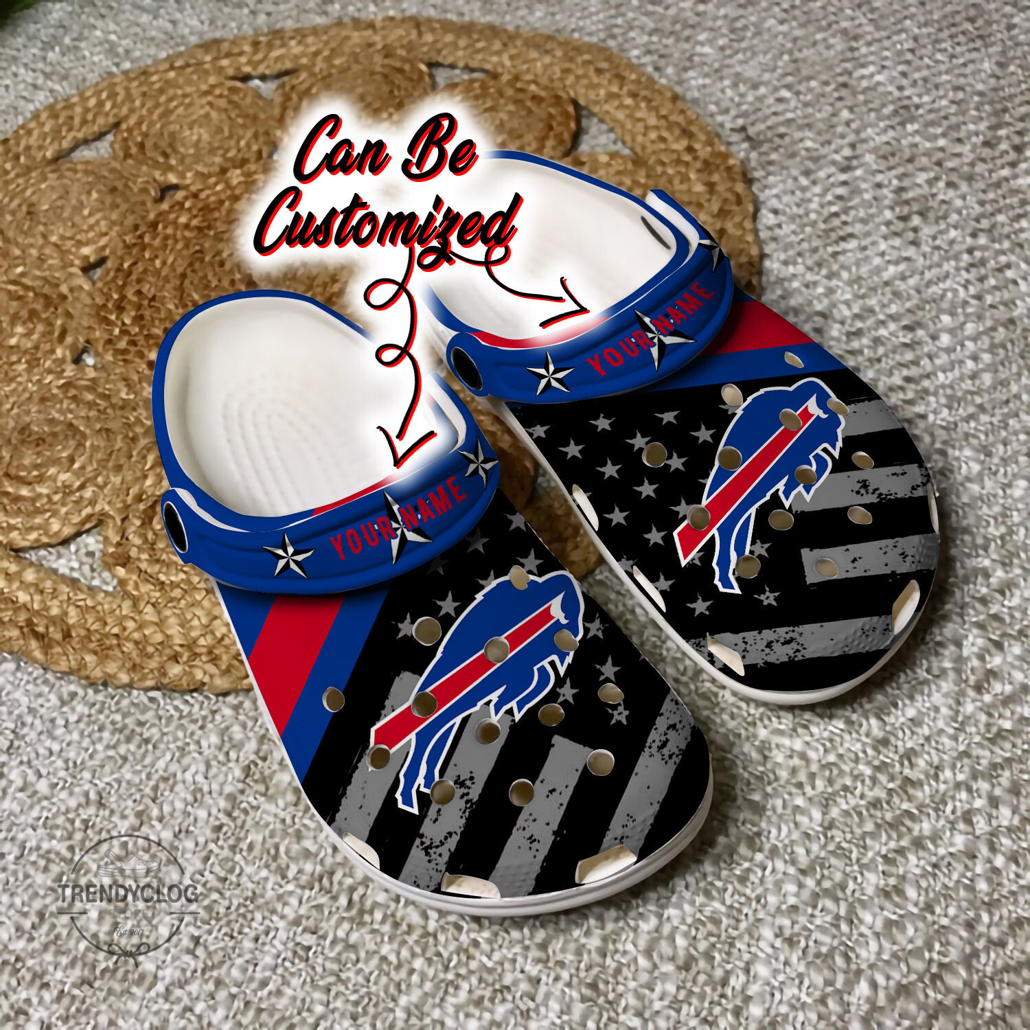 Football Personalized BBills American Flag Clog Crocs Shoes