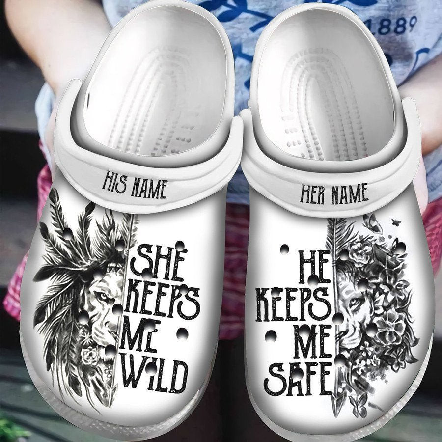 Lion She Keeps Me Safe Clogs Crocs Shoes Birthday Gifts For Boyfriend Husband