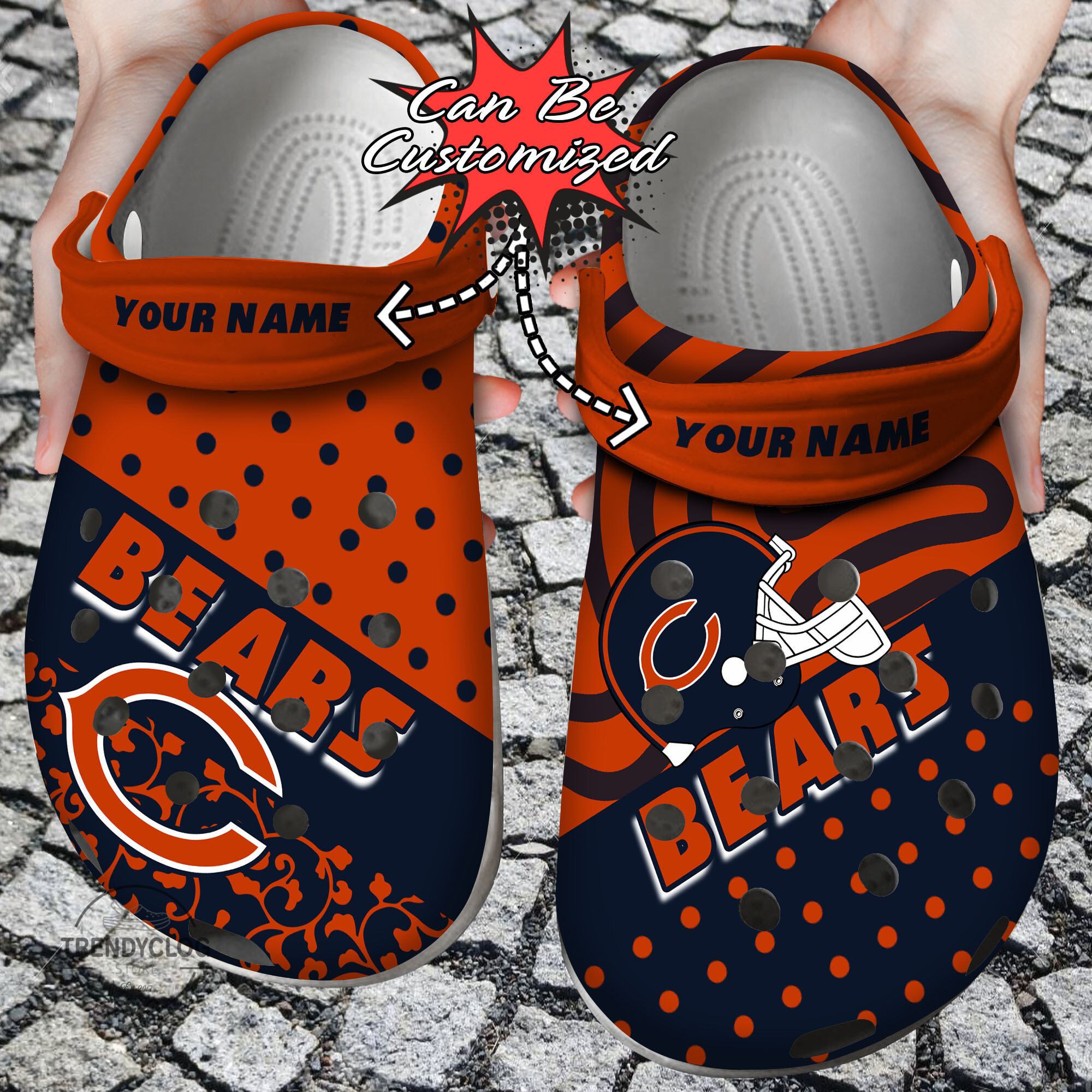 Football Personalized CBears Polka Dots Colors Clog Crocs Shoes