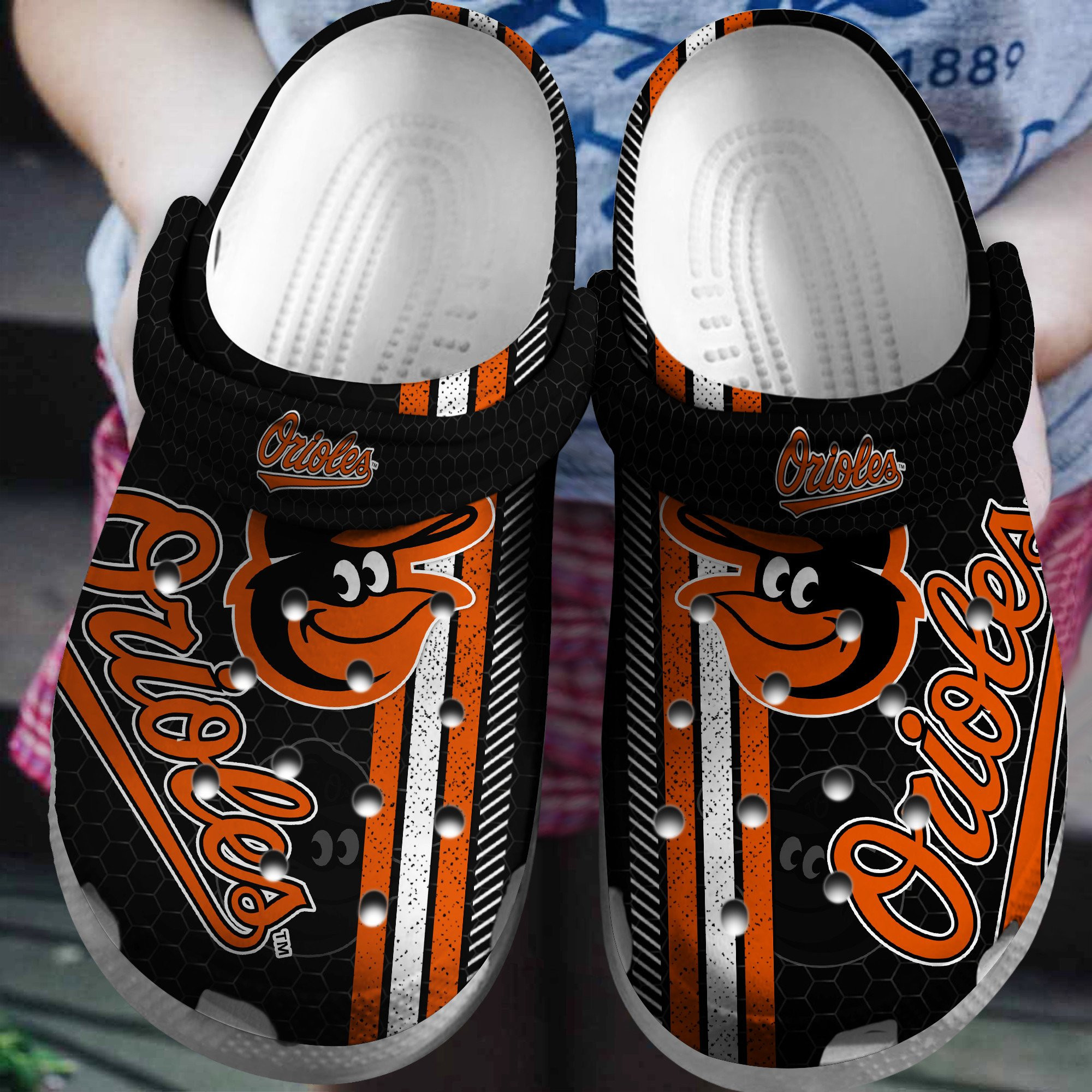 B Orioles Orange-Black Clog Crocs Shoes Custom Name