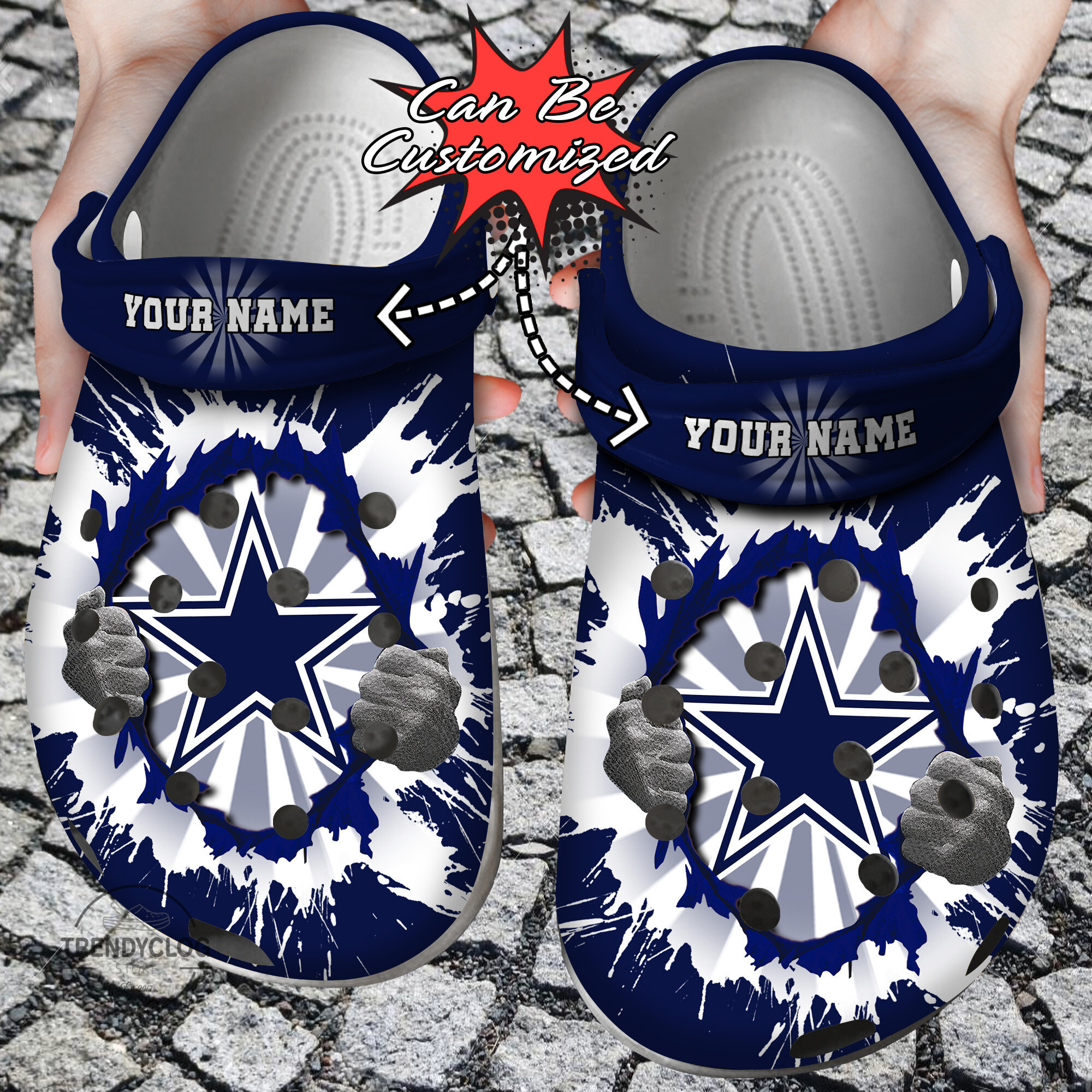 Football Personalized DCowboys Hands Ripping Light Clog Crocs Shoes