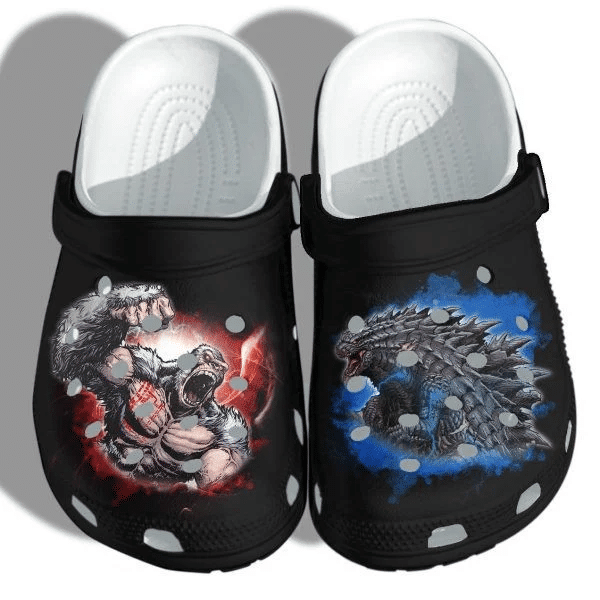 Godzilla Kong Monster Black Clogs Crocs Shoes