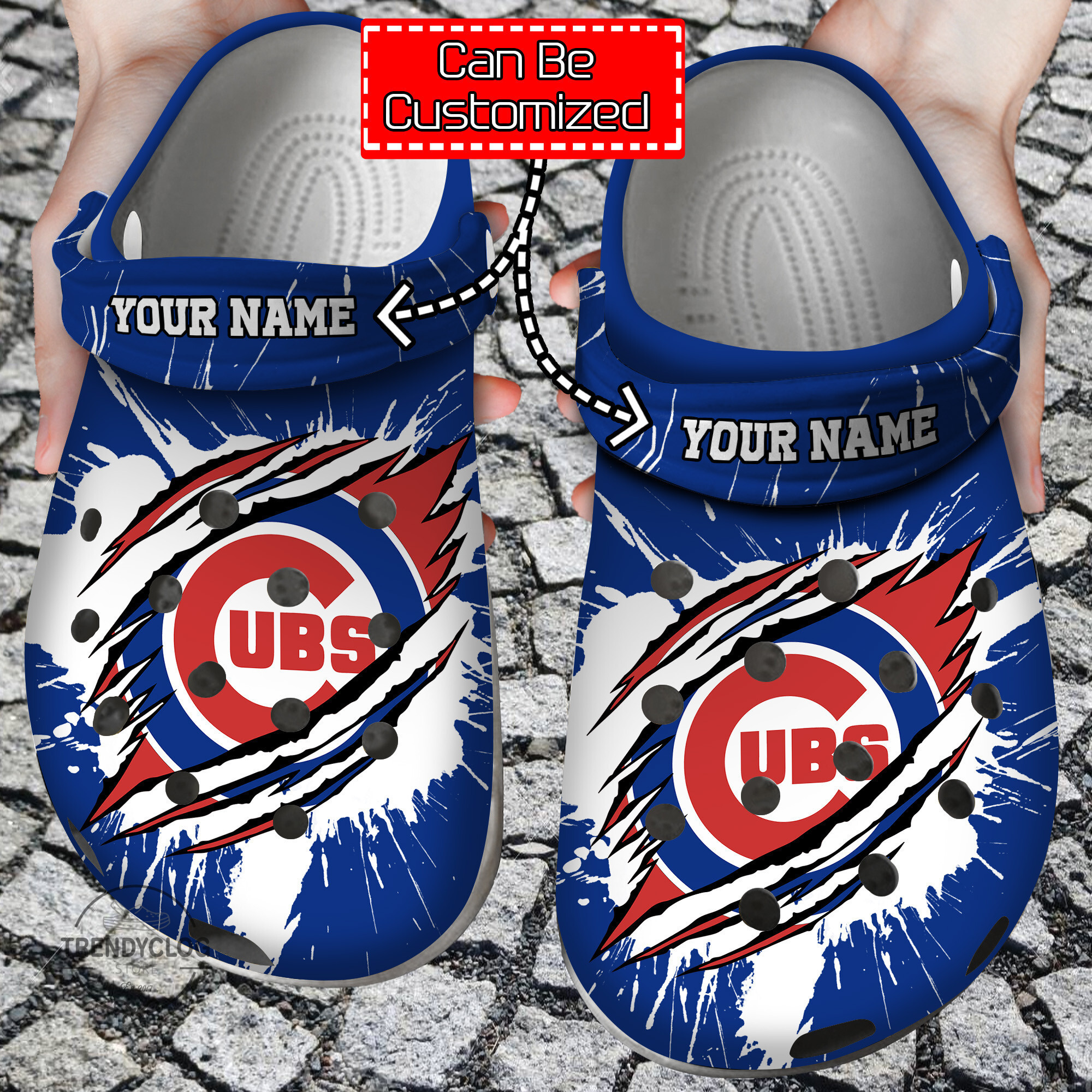 Baseball Personalized CCubs Ripped Claw Clog Crocs Shoes