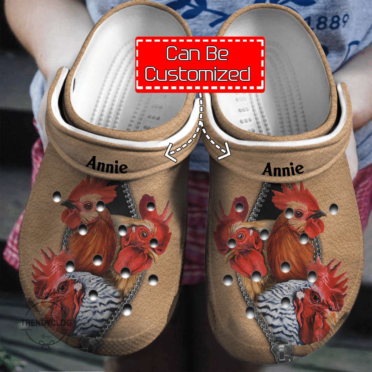 Animal Chicken On Zipper Personalized Clogs Crocs Shoes