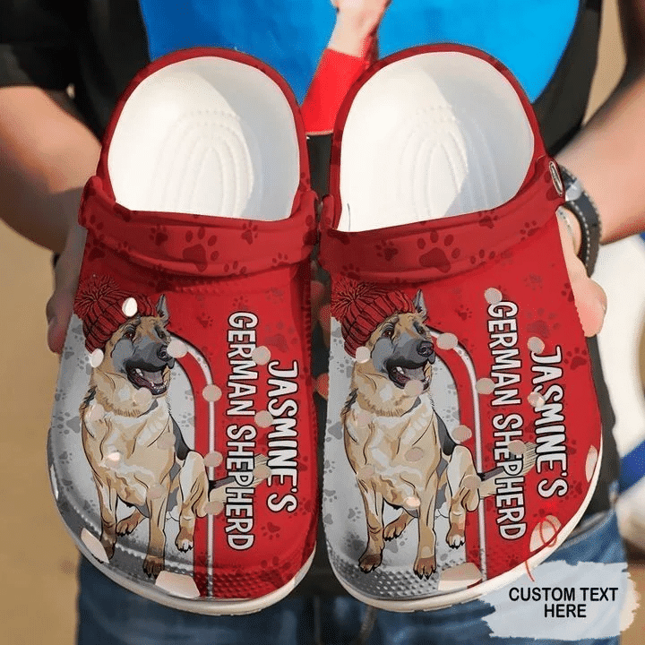 German Shepherd Personalized Gm Red clog Crocs Shoes