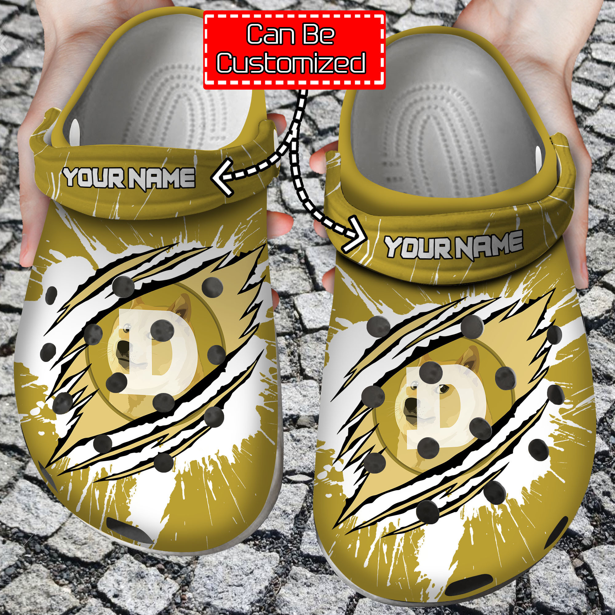 Crypto Personalized DOGE Coin Ripped Through Clog Crocs Shoes