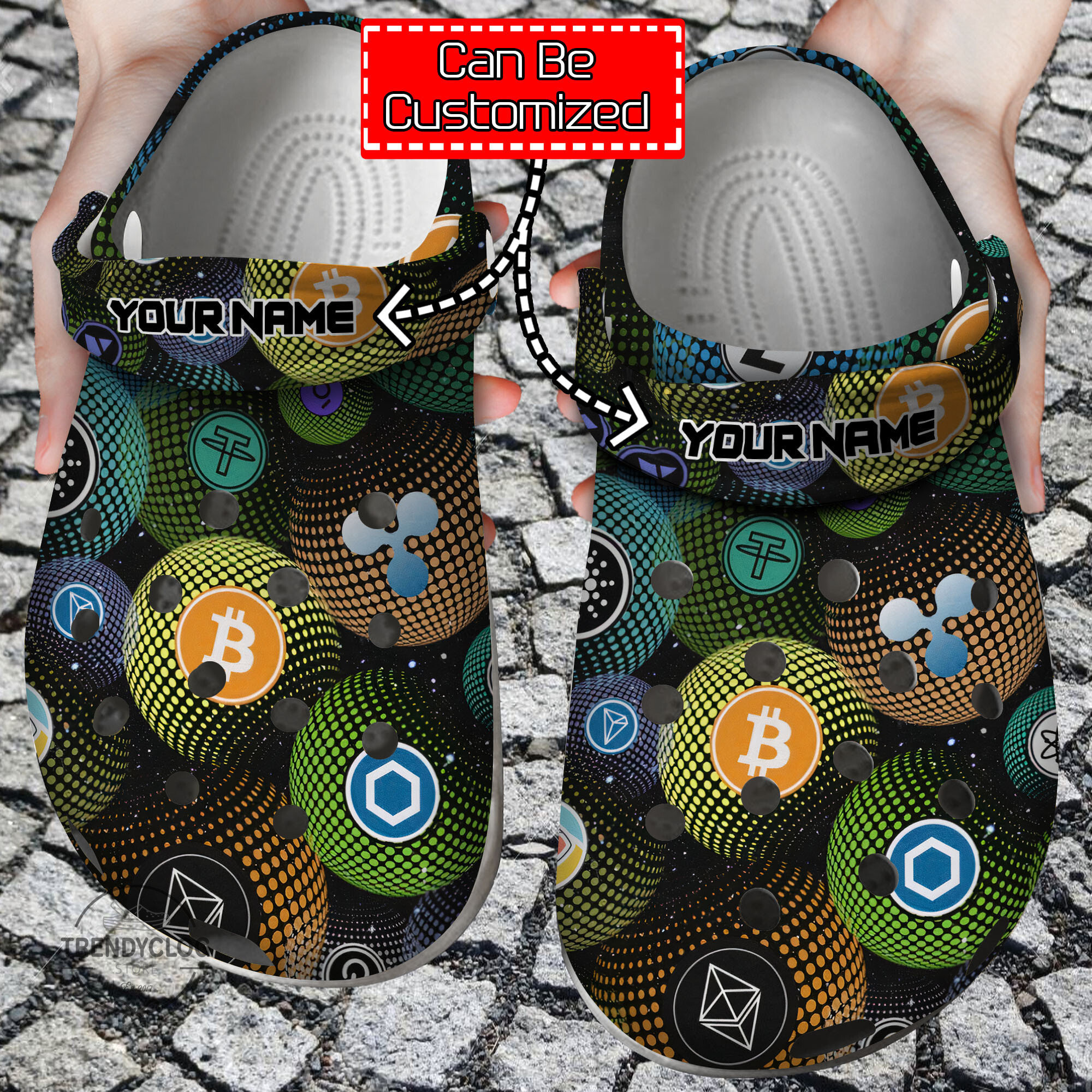 Crypto Personalized Colorful Crypto Logo Clog Crocs Shoes