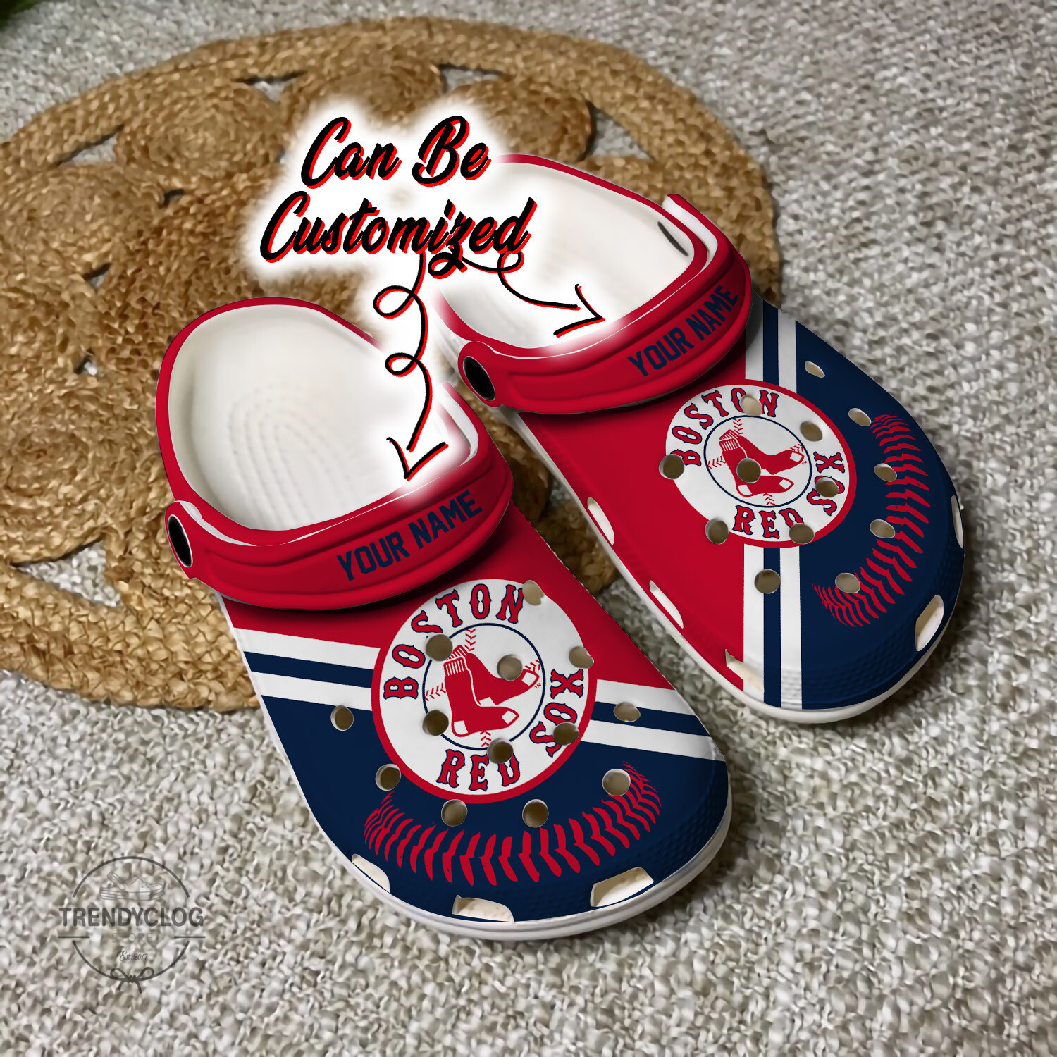 Baseball BRed Sox Personalized Baseball Logo Team Clog Crocs Shoes