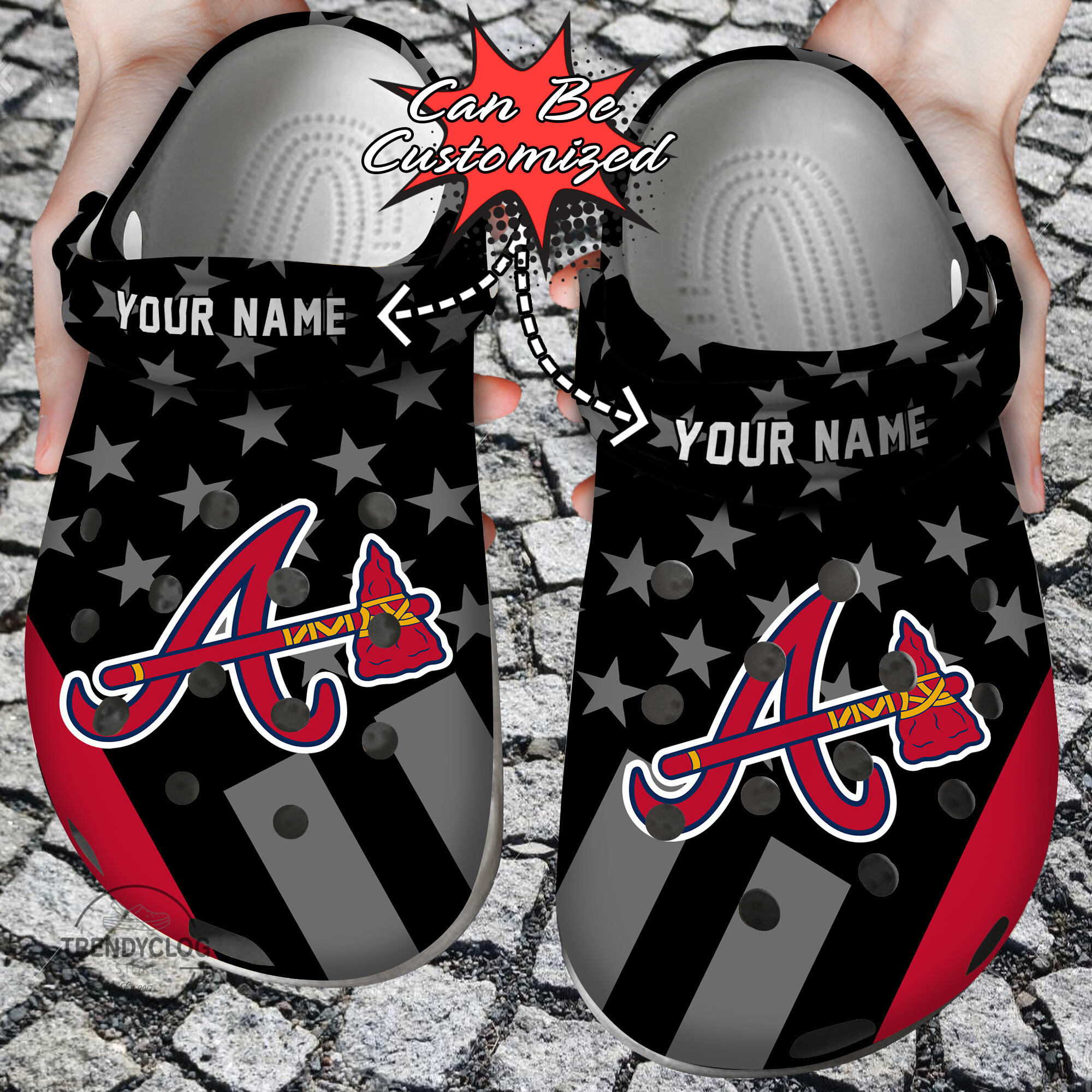 Baseball Personalized ABraves Star Flag Clog Crocs Shoes