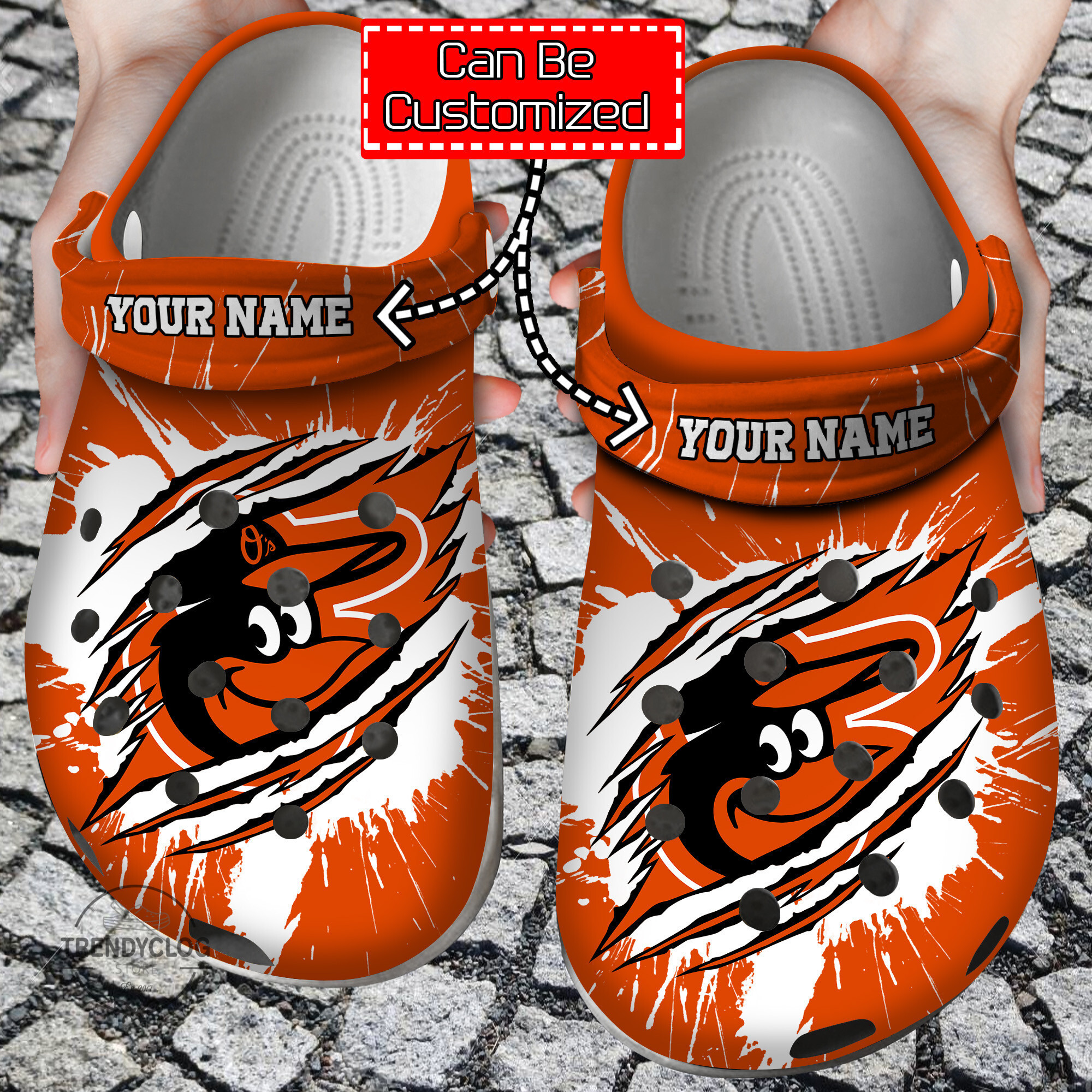 Baseball Personalized BOrioles Ripped Claw Clog Crocs Shoes