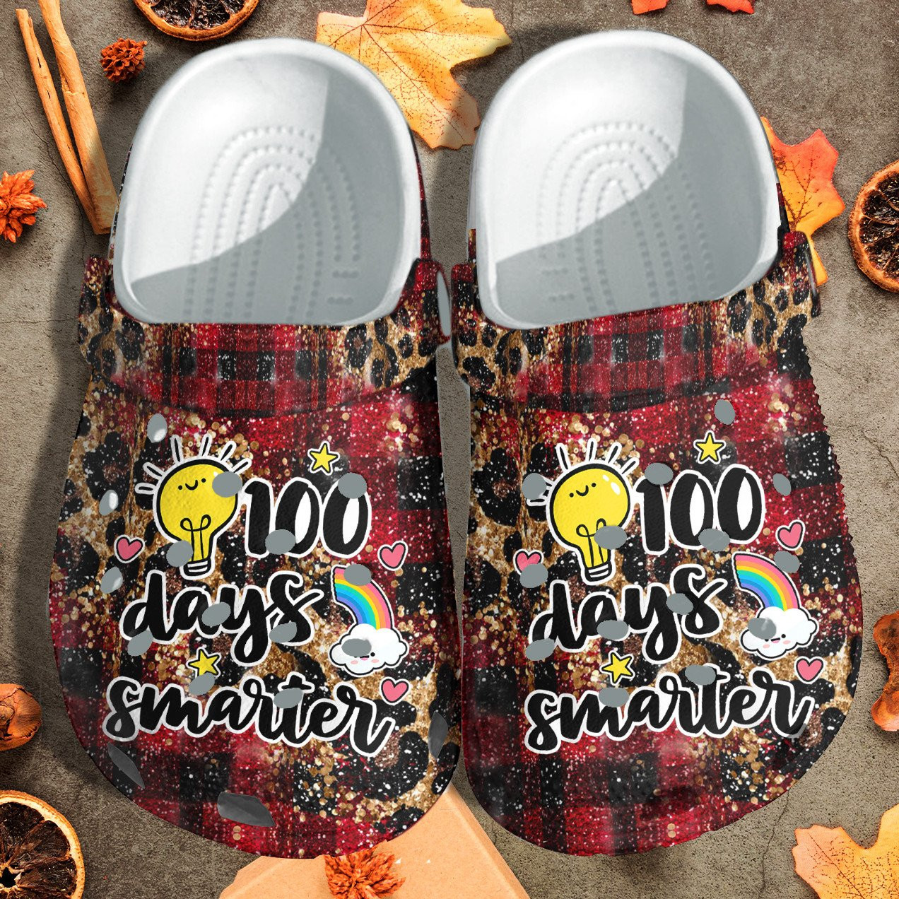 Brighter 100 Days Smarter Leopard Crocs Shoes Crocbland Clog Gift