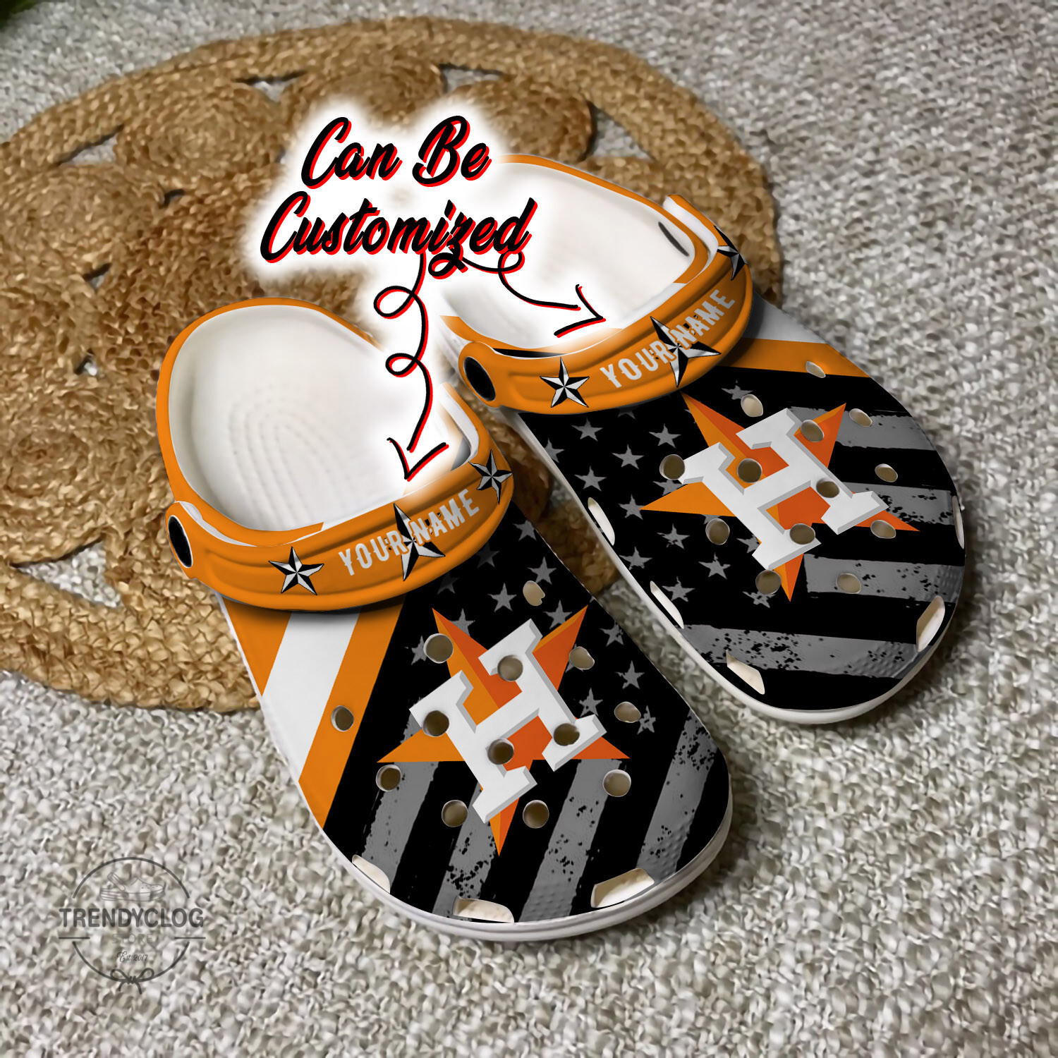 Baseball Personalized HAstros American Flag Clog Crocs Shoes