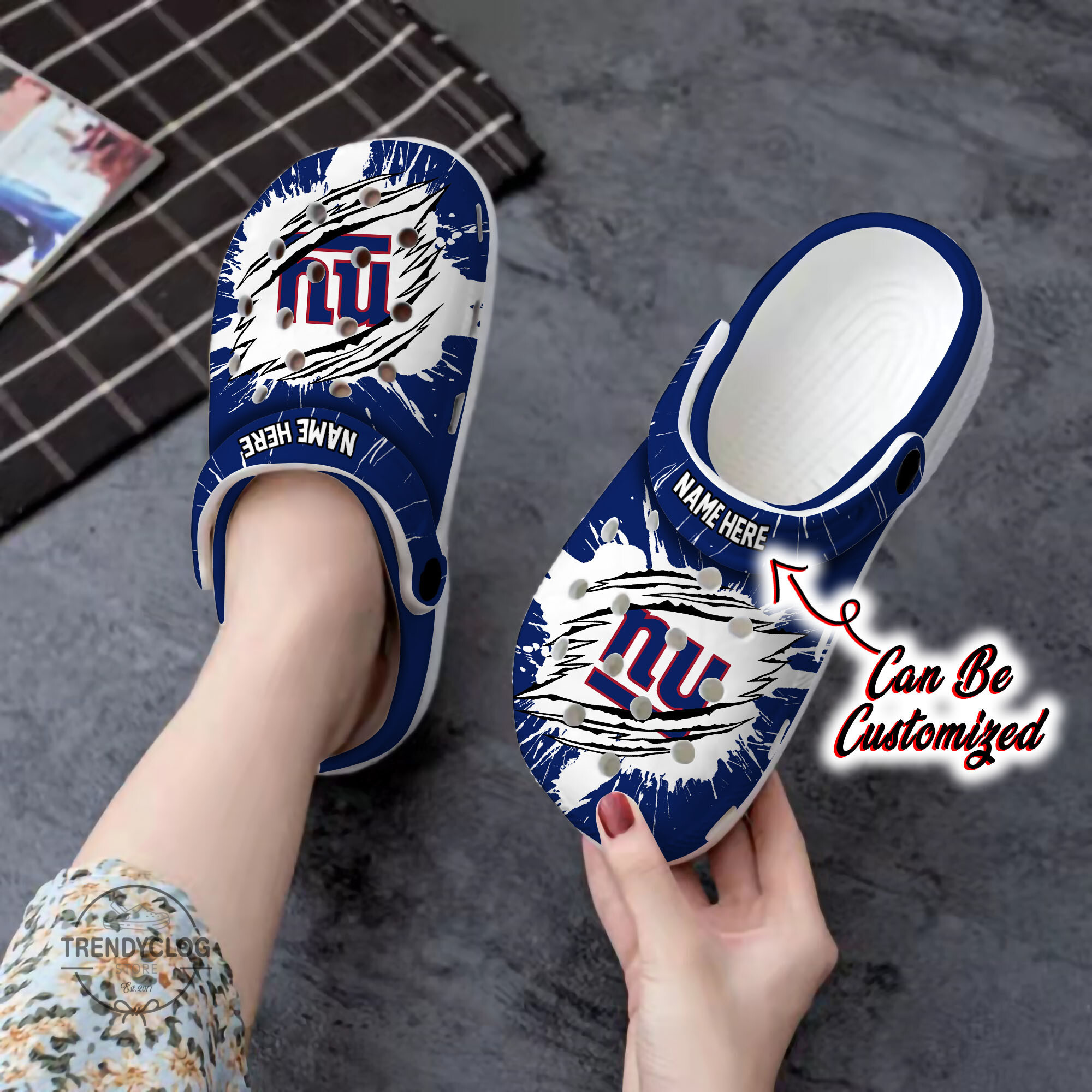 Giants Personalized NY Giants Football Ripped Claw Clog Crocs Shoes