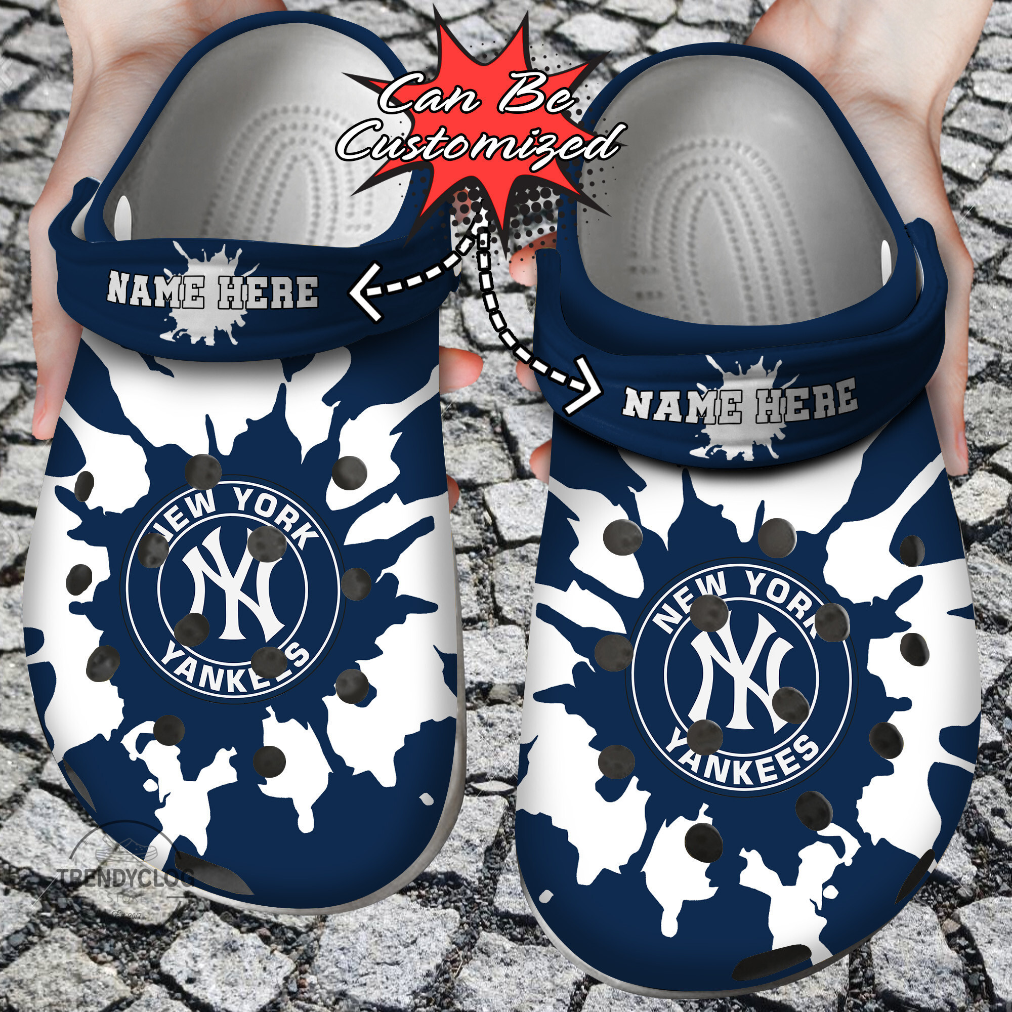 Baseball Personalized NY Yankees Color Splash Clog Crocs Shoes