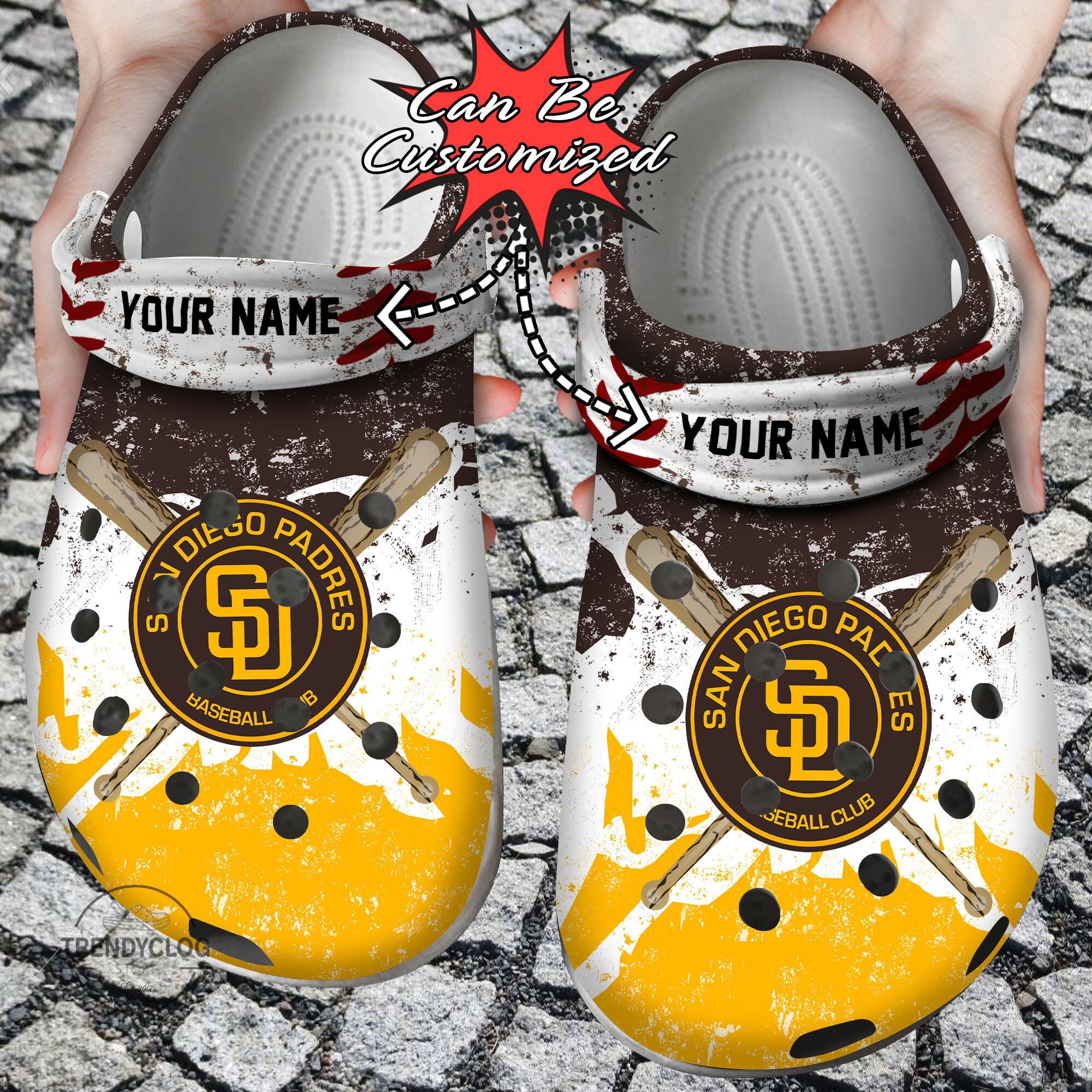 Baseball SD Padres Personalized Watercolor New Clog Crocs Shoes