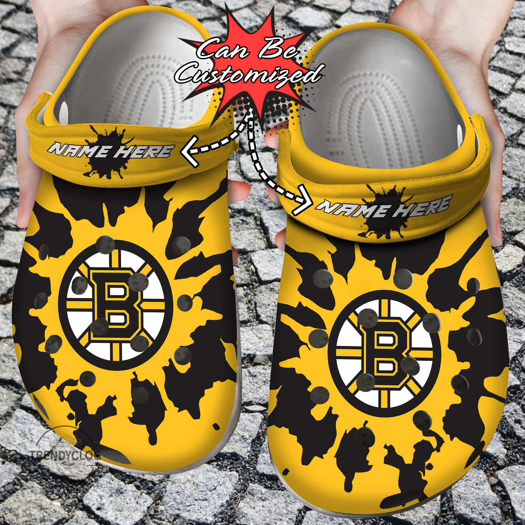 Hockey Personalized BBruins Color Splash Clog Crocs Shoes