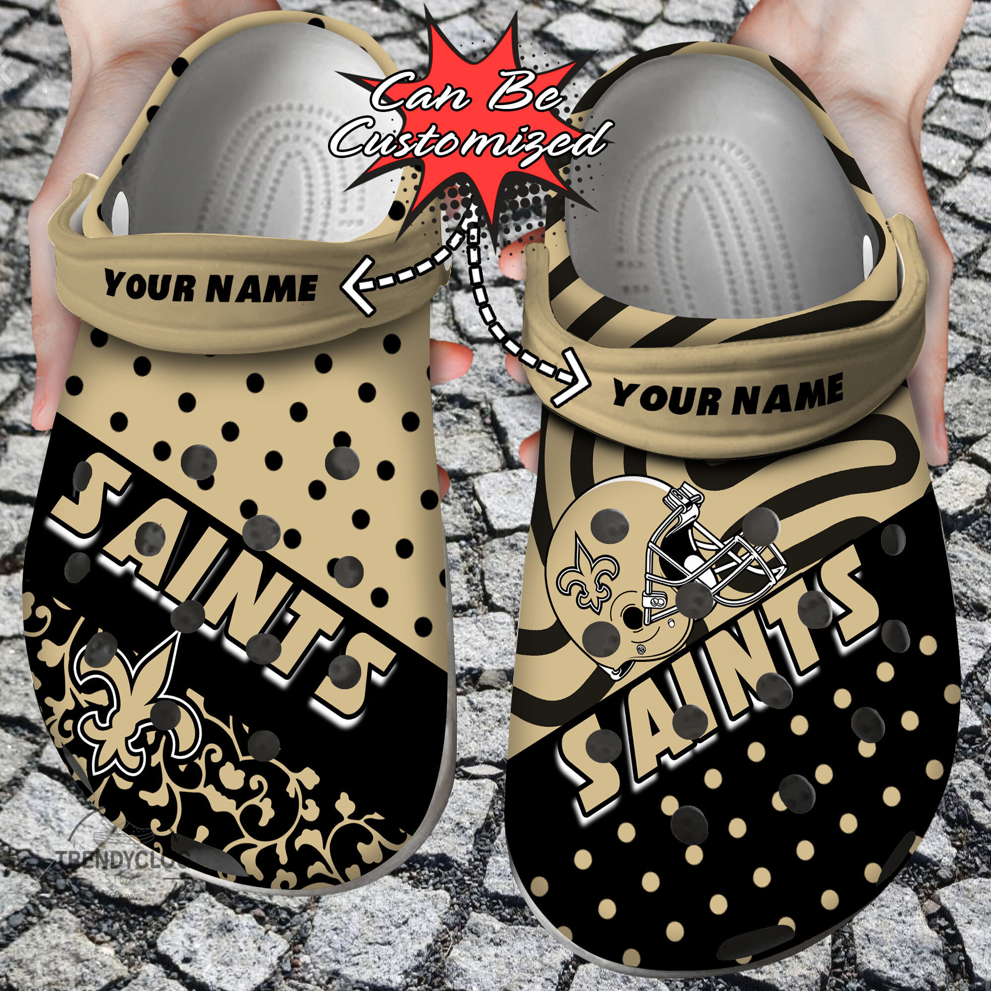 Football Personalized NO Saints Polka Dots Colors Clog Crocs Shoes