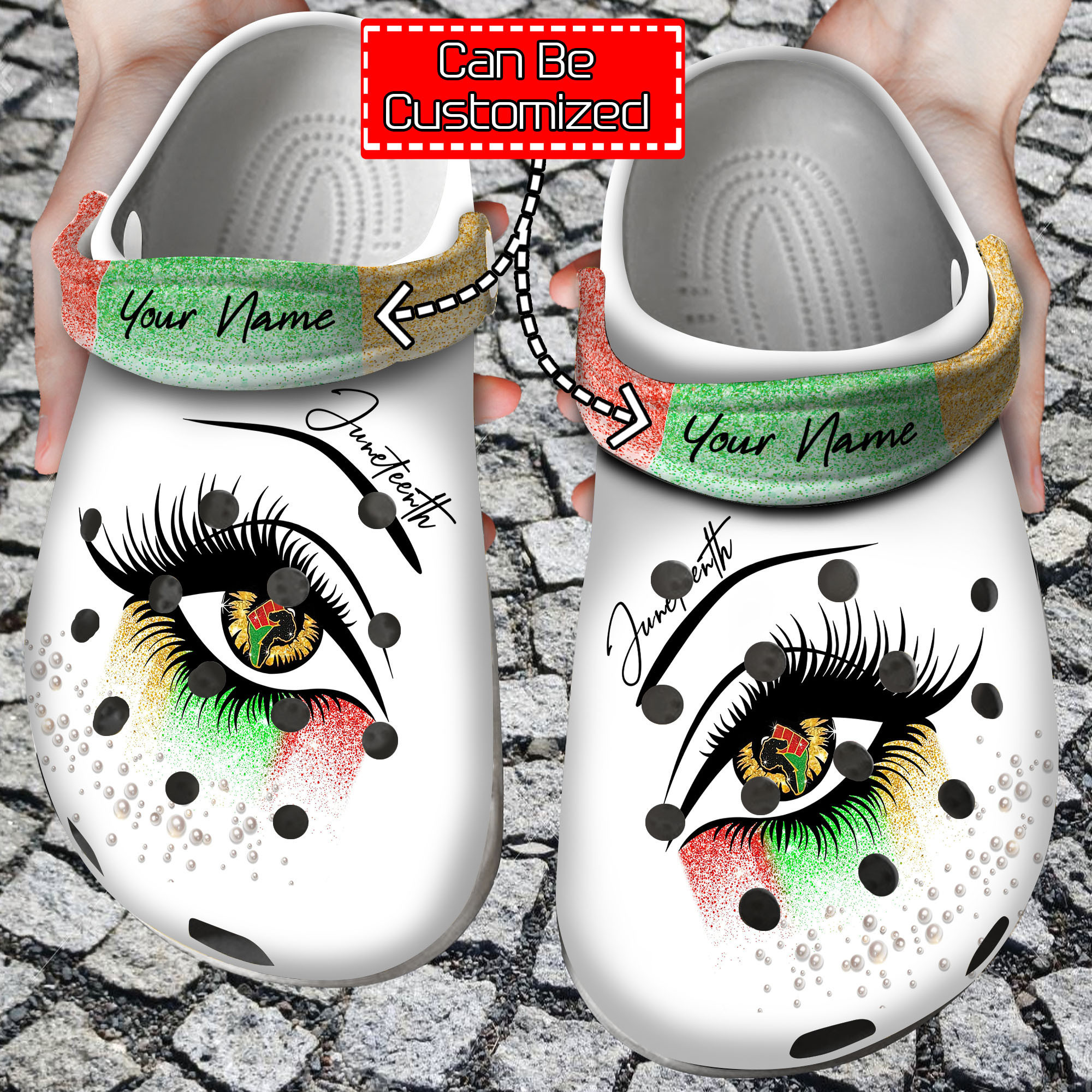 Custom Personalized Juneteenth Eye Black Lives Matter Clog Crocs Shoes