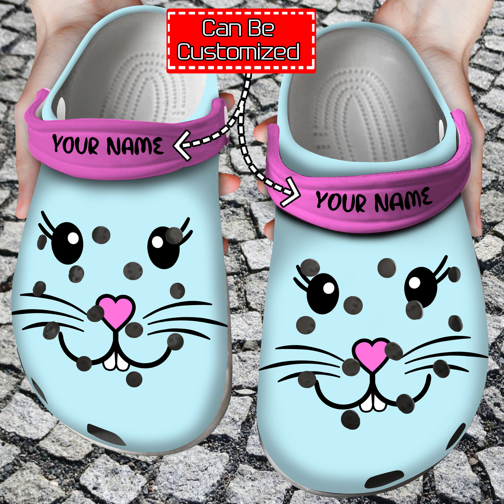 Easter Personalized Cute Bunn Face Clog Crocs Shoes