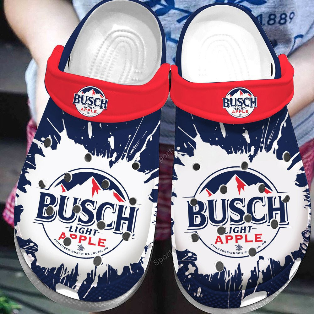 Busch Light Apple Navy Red Clogs Crocs Shoes