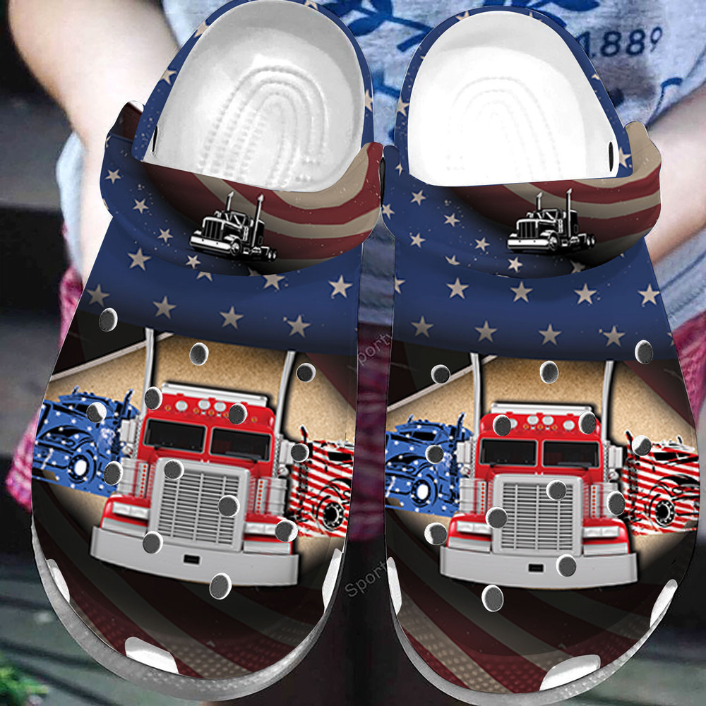 Amazing Patriot Trucker American Flag Clogs Crocs Shoes