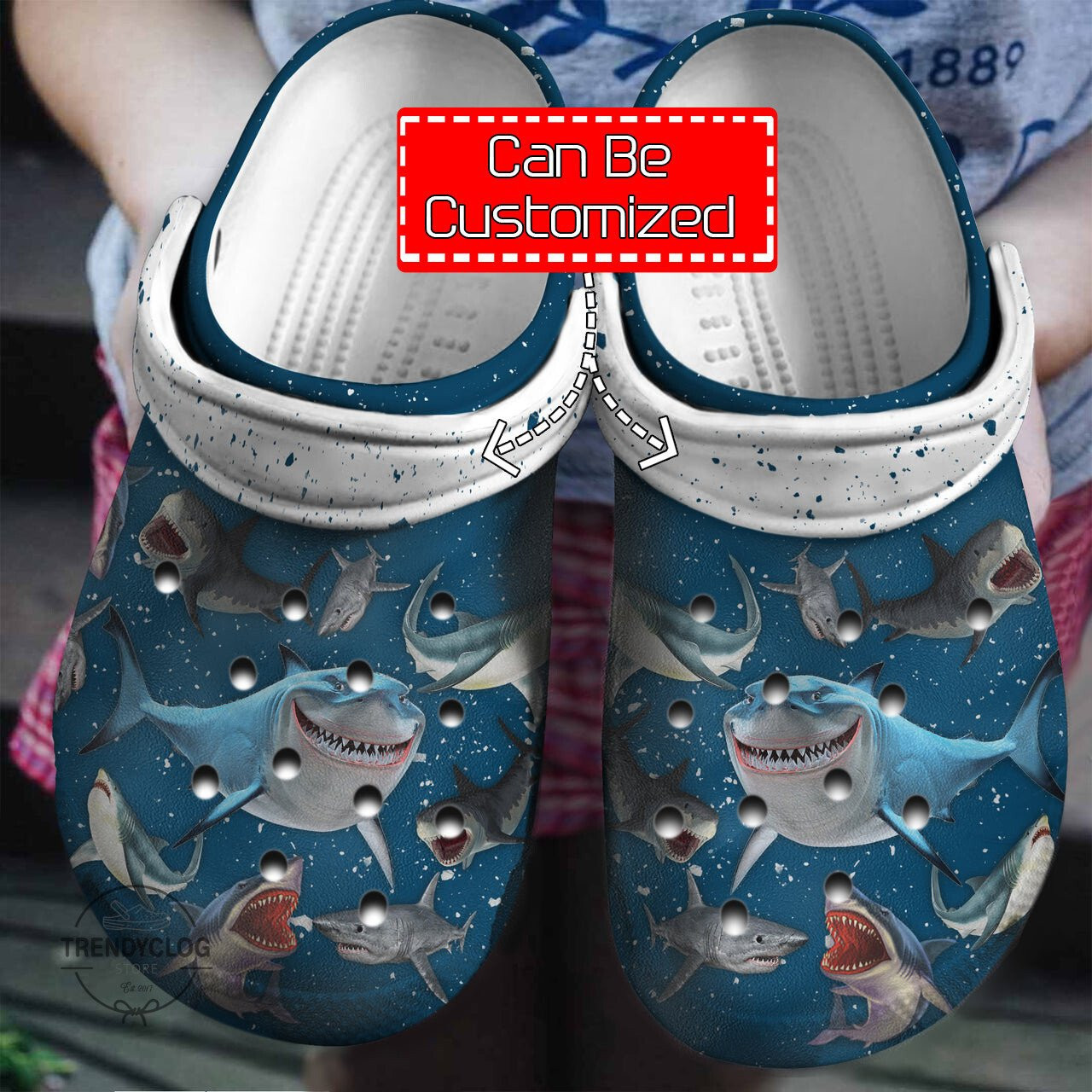 Animal Personalized Blue Shark Lovers Clog Crocs Shoes