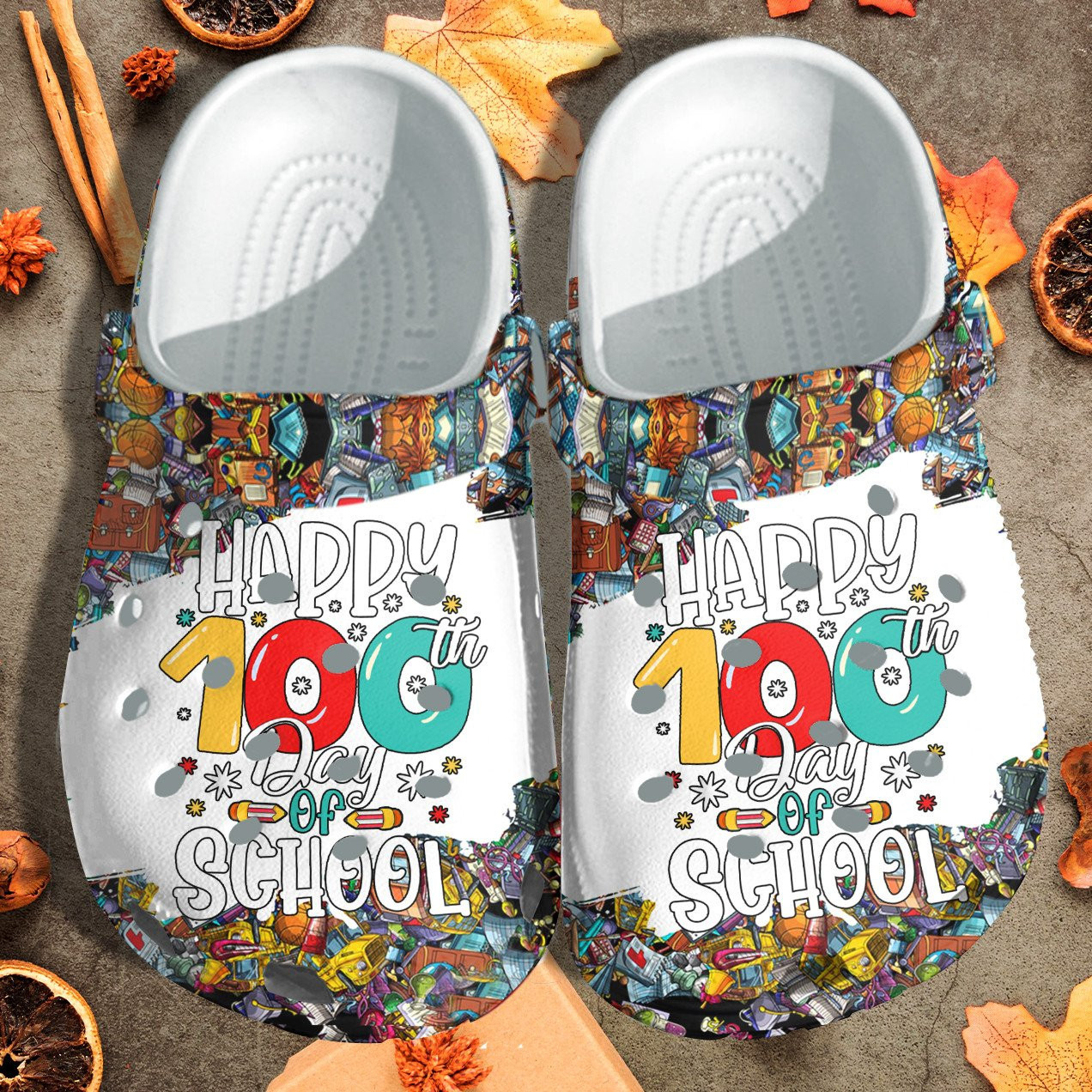 Happy 100Th Day Of School Crocs Shoes Crocbland Clog Gift