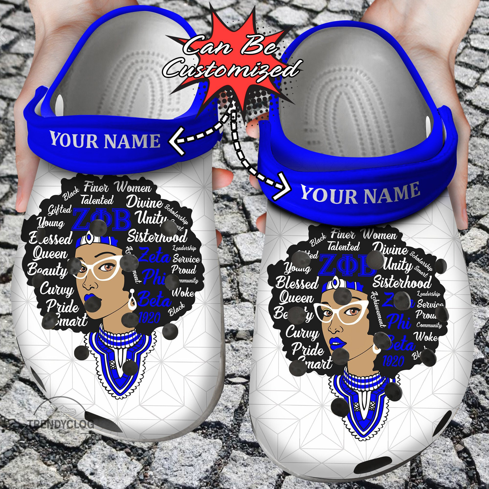 African American Personalized Zeta Phi Beta Queen Clog Crocs Shoes