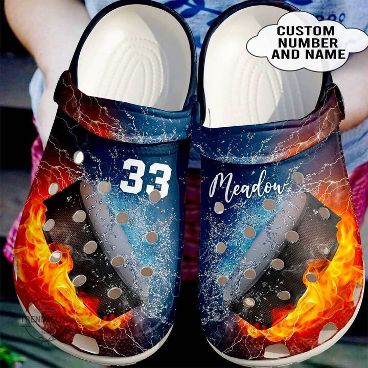 Hockey Personalized Fire And Water Clog Crocs Shoes