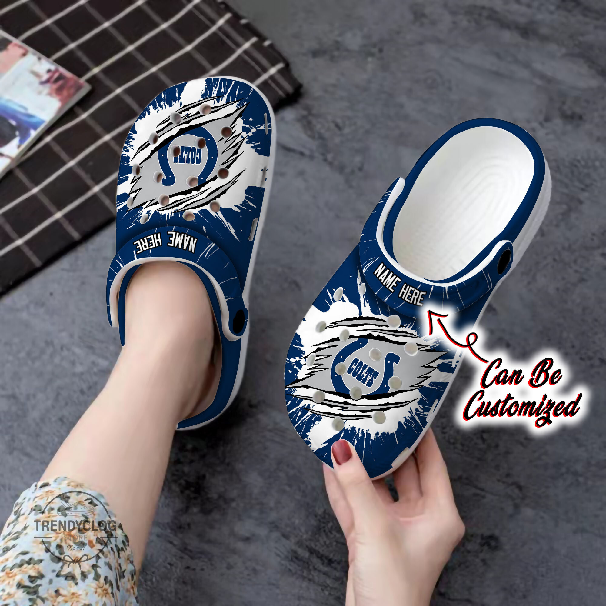 Colts Personalized IColts Football Ripped Claw Clog Crocs Shoes