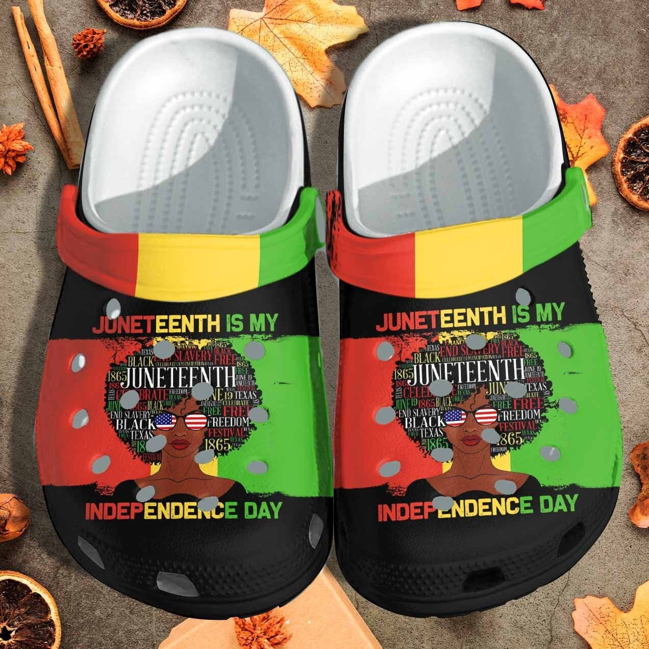 Juneteenth Is My Independence Day Crocs Shoes - Black Women Beach clogs Gift For Friends