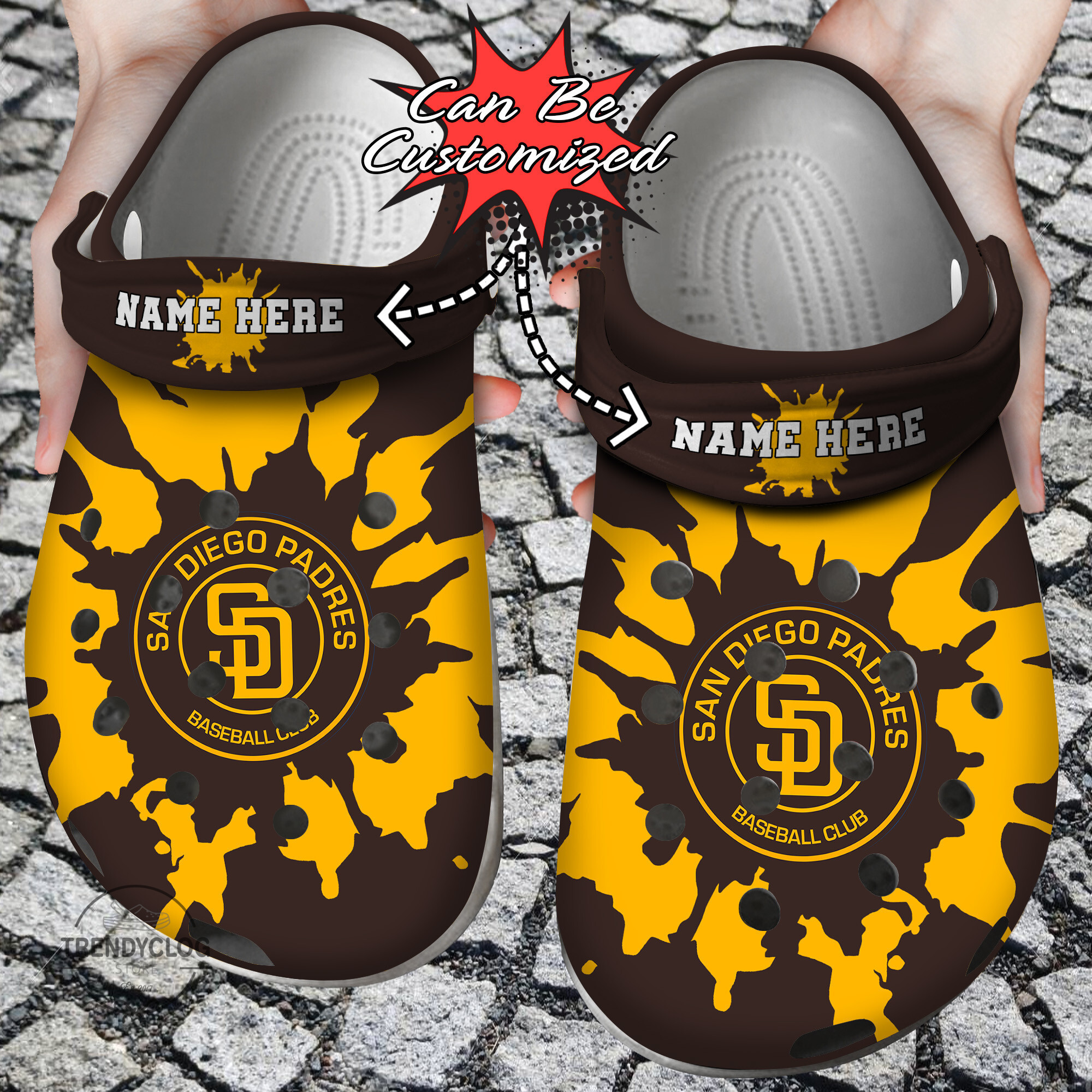 Baseball Personalized Padres Color Splash Clog Crocs Shoes