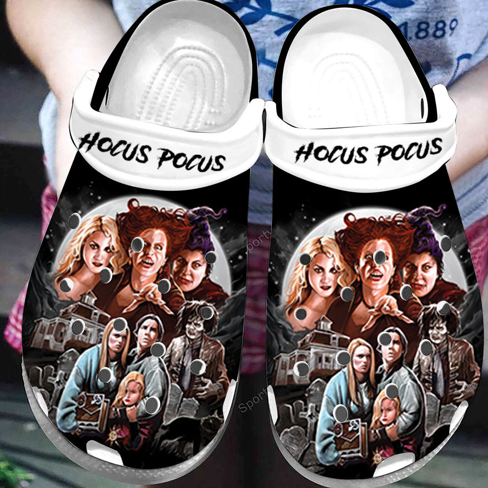 Happy Hocus Pocus Witches Black Clogs Crocs Shoes