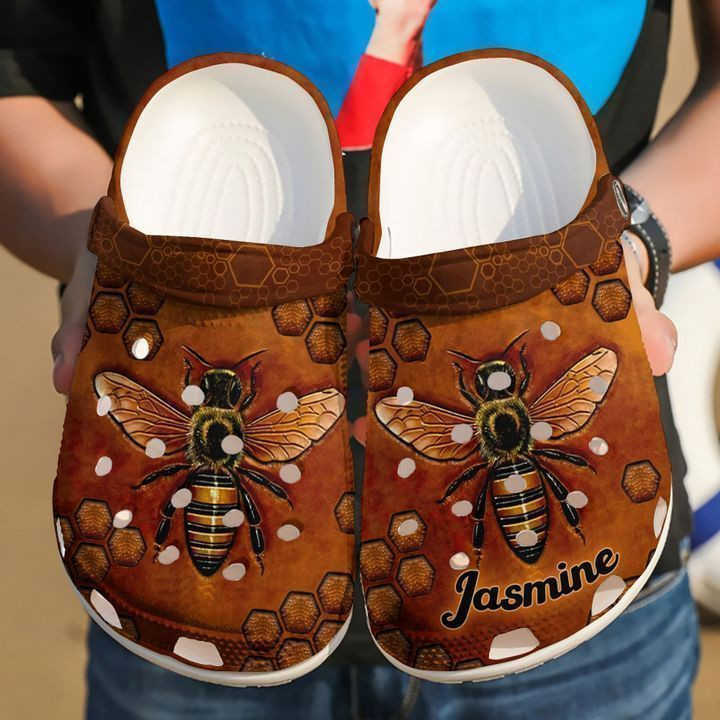 Bee Personalized Leather Classic Clogs Crocs Shoes