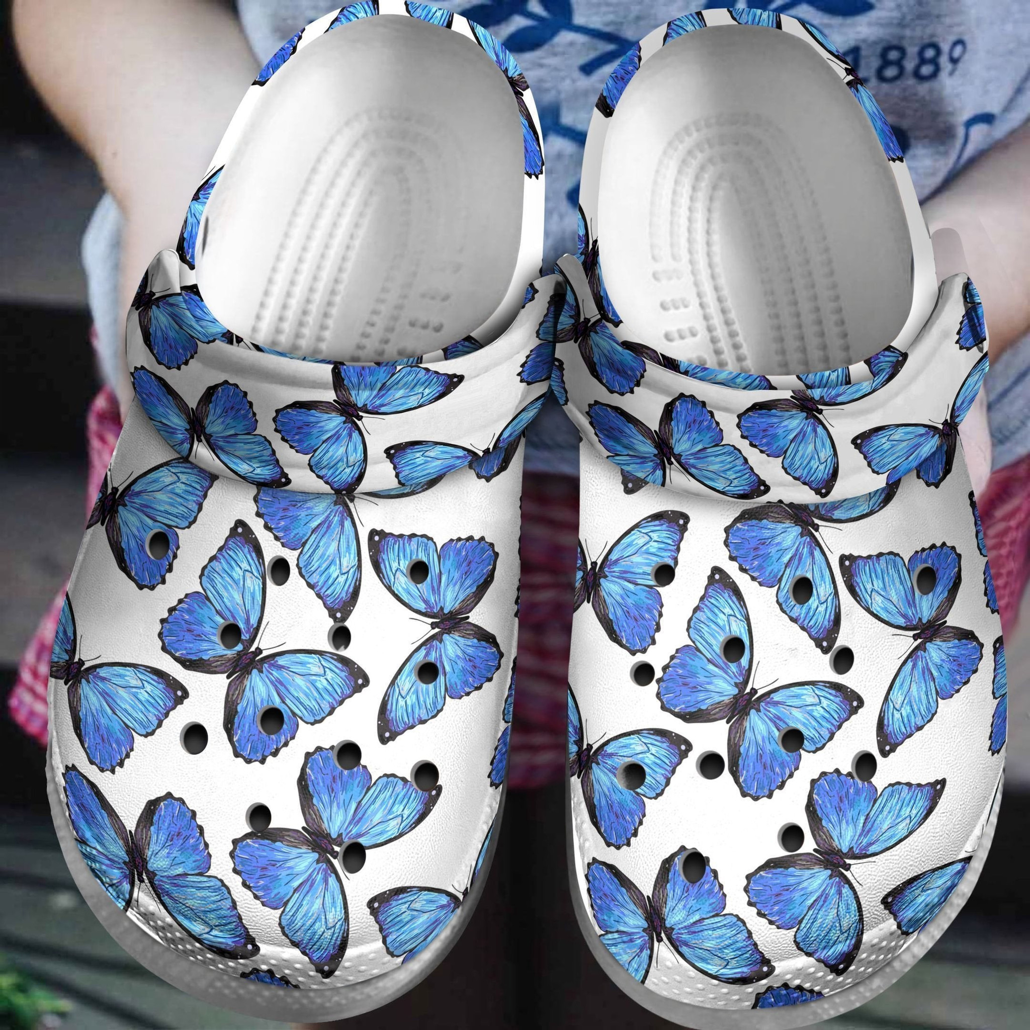 Dreamy Blue Butterflies Crocs Shoes Clogs Gifts For Daughter Birthday Women Mothers Day 2022